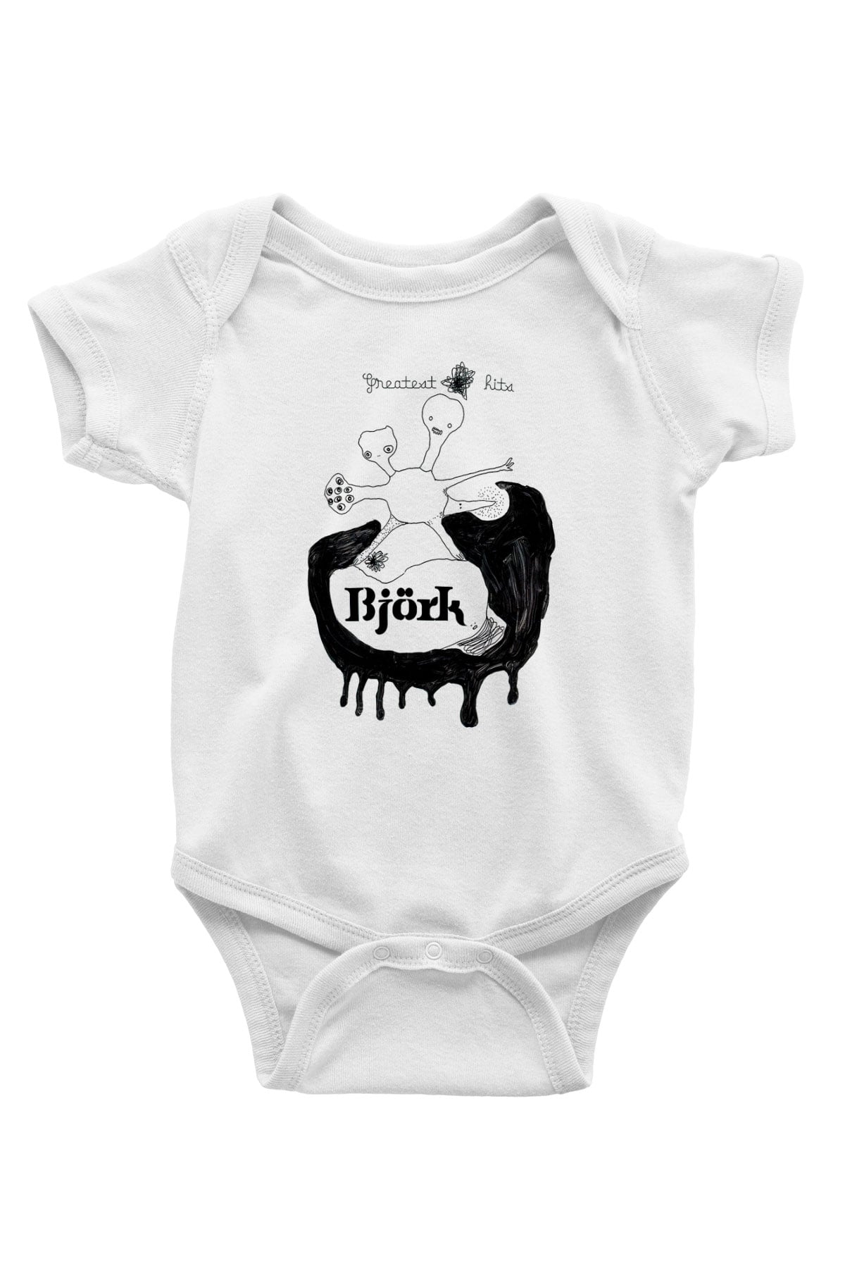 Björk Baskılı Beyaz Unisex Bebek Body - Zıbın