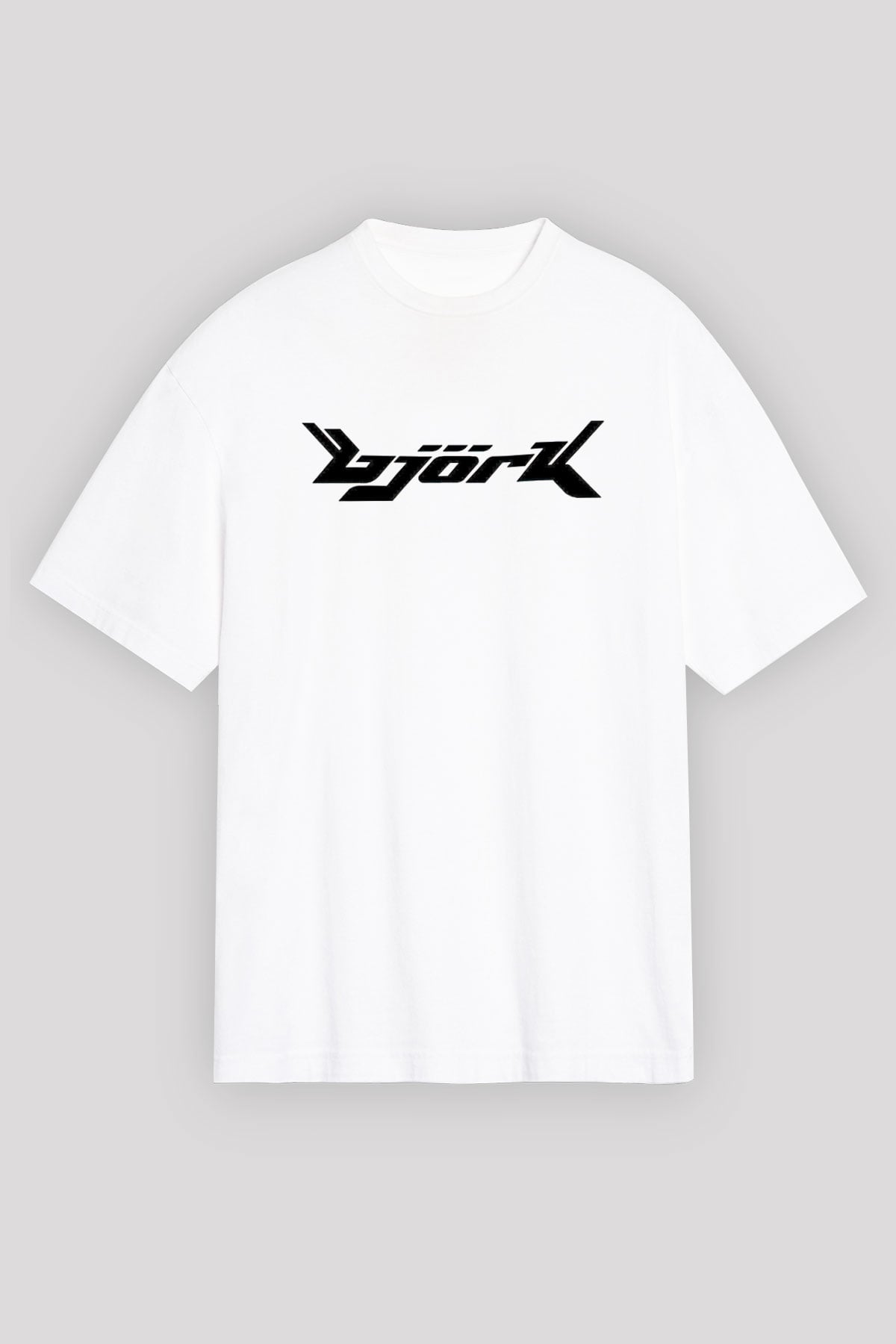 Björk Baskılı Beyaz Unisex Oversize Tişört - Tshirt