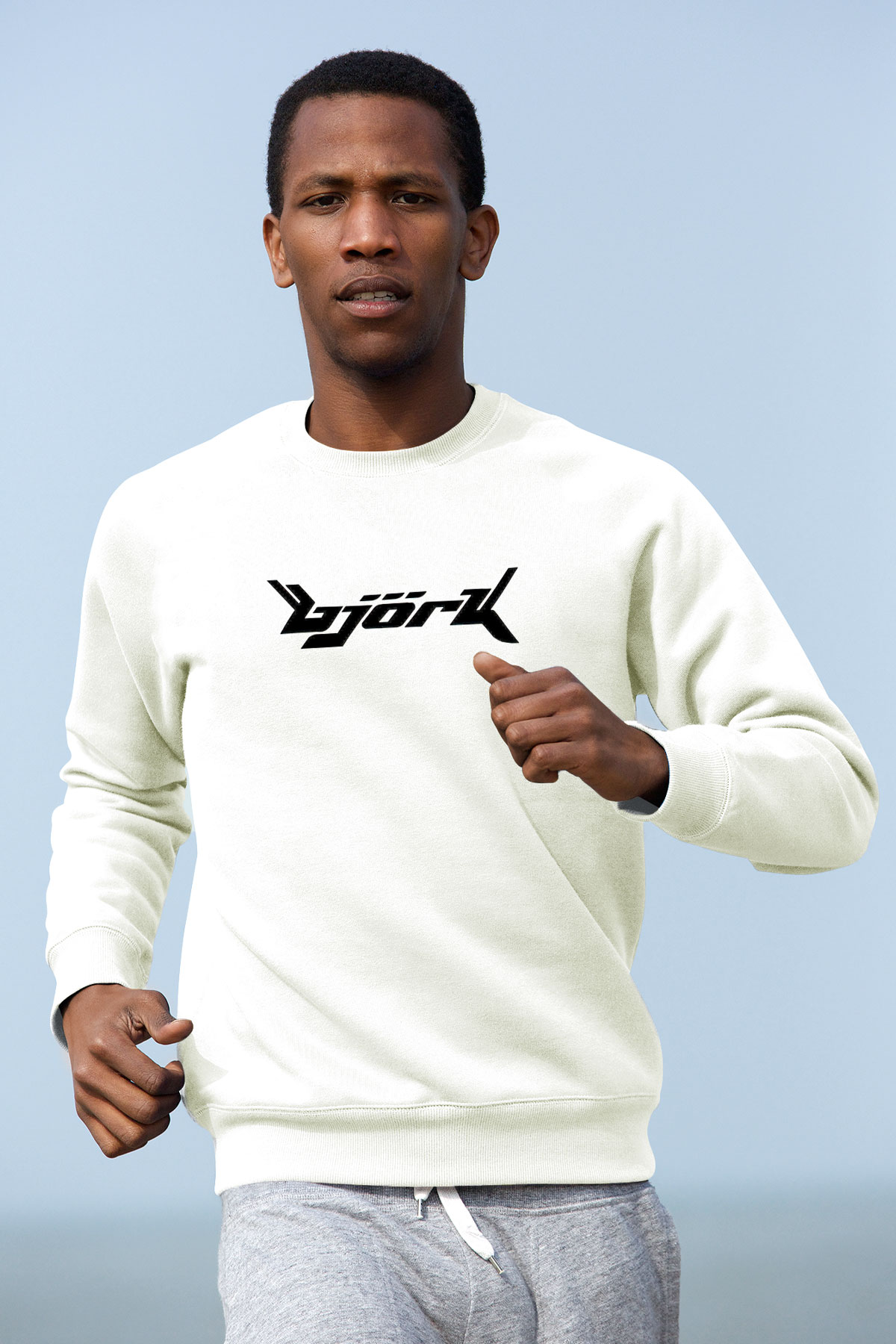 Björk Baskılı Beyaz Unisex Sweatshirt