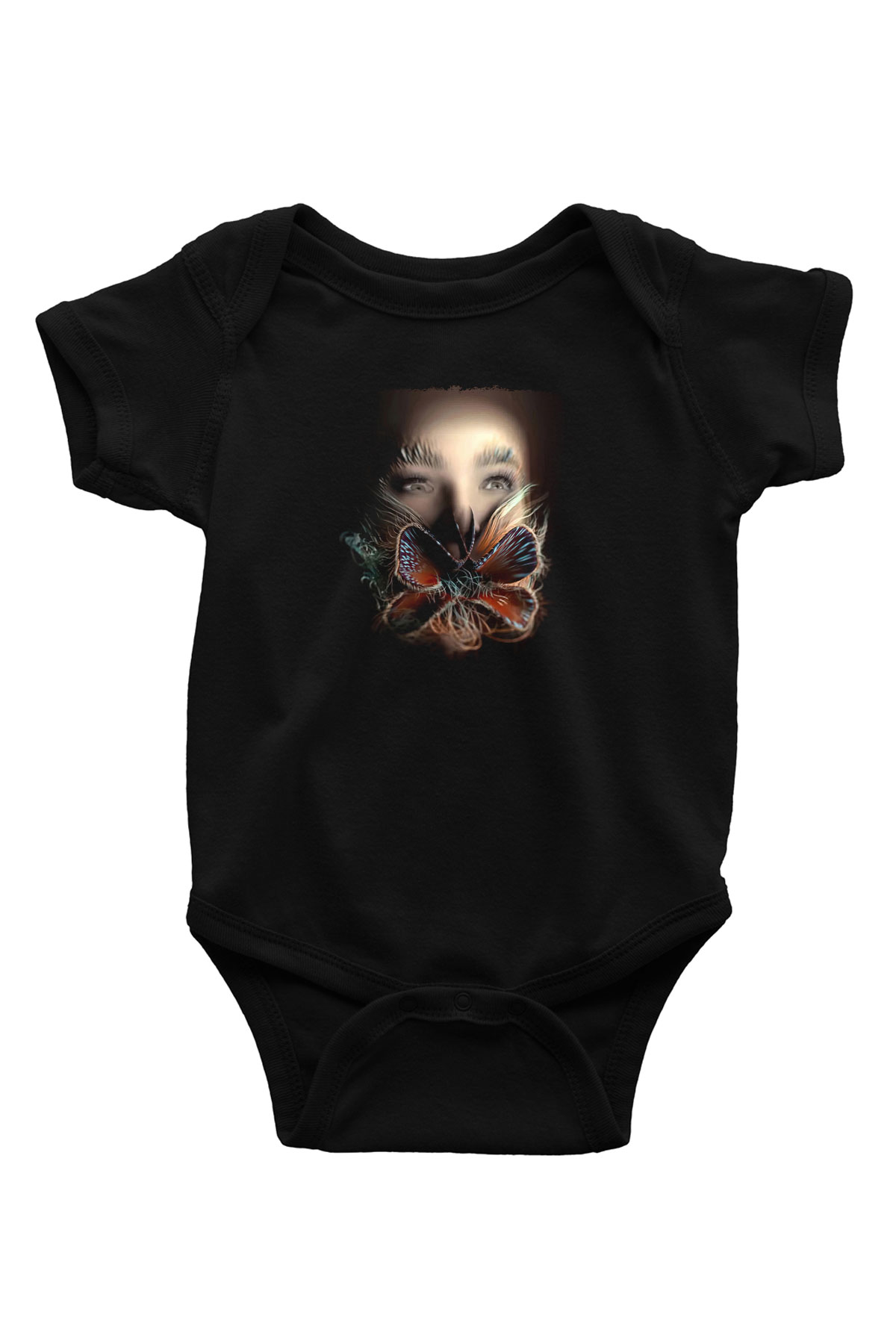 Björk Baskılı Unisex Siyah Bebek Body - Zıbın