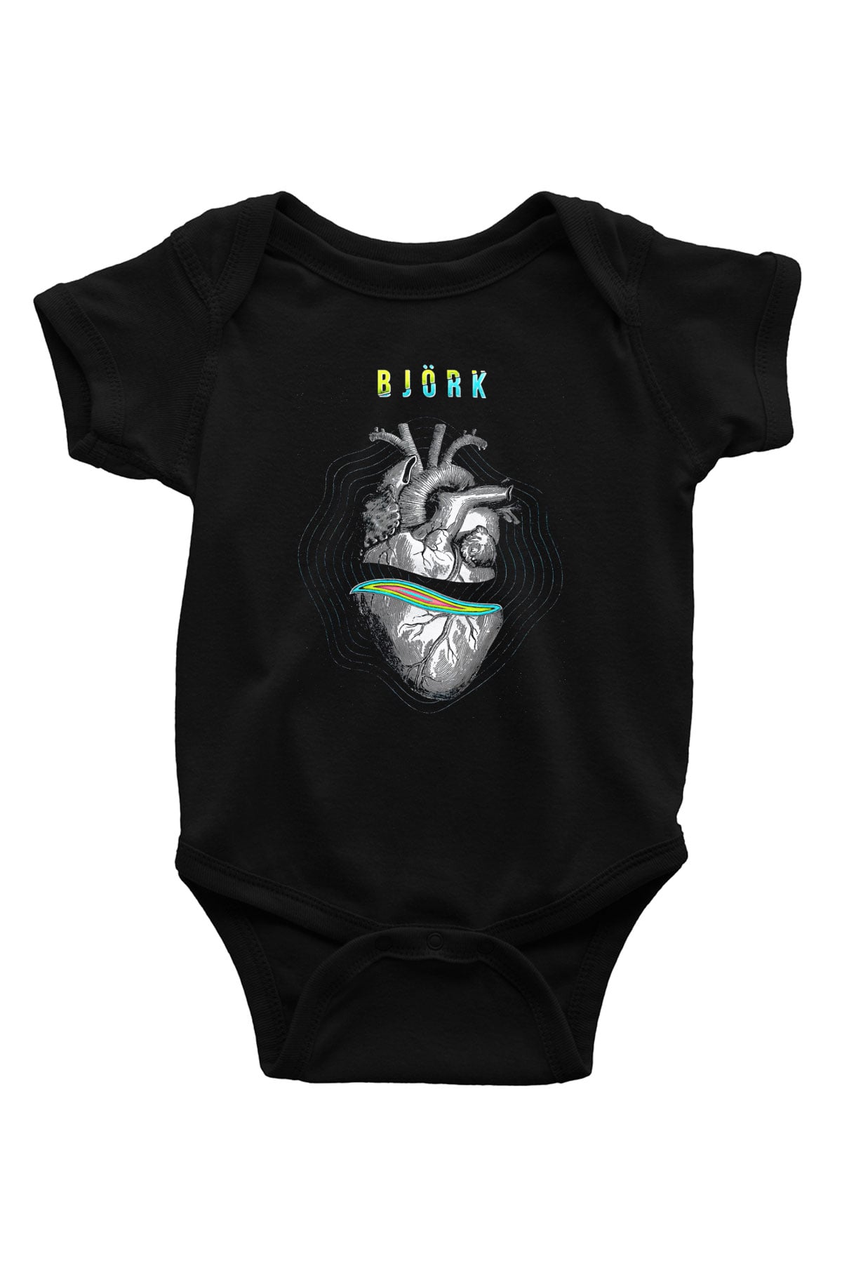 Björk Baskılı Unisex Siyah Bebek Body - Zıbın