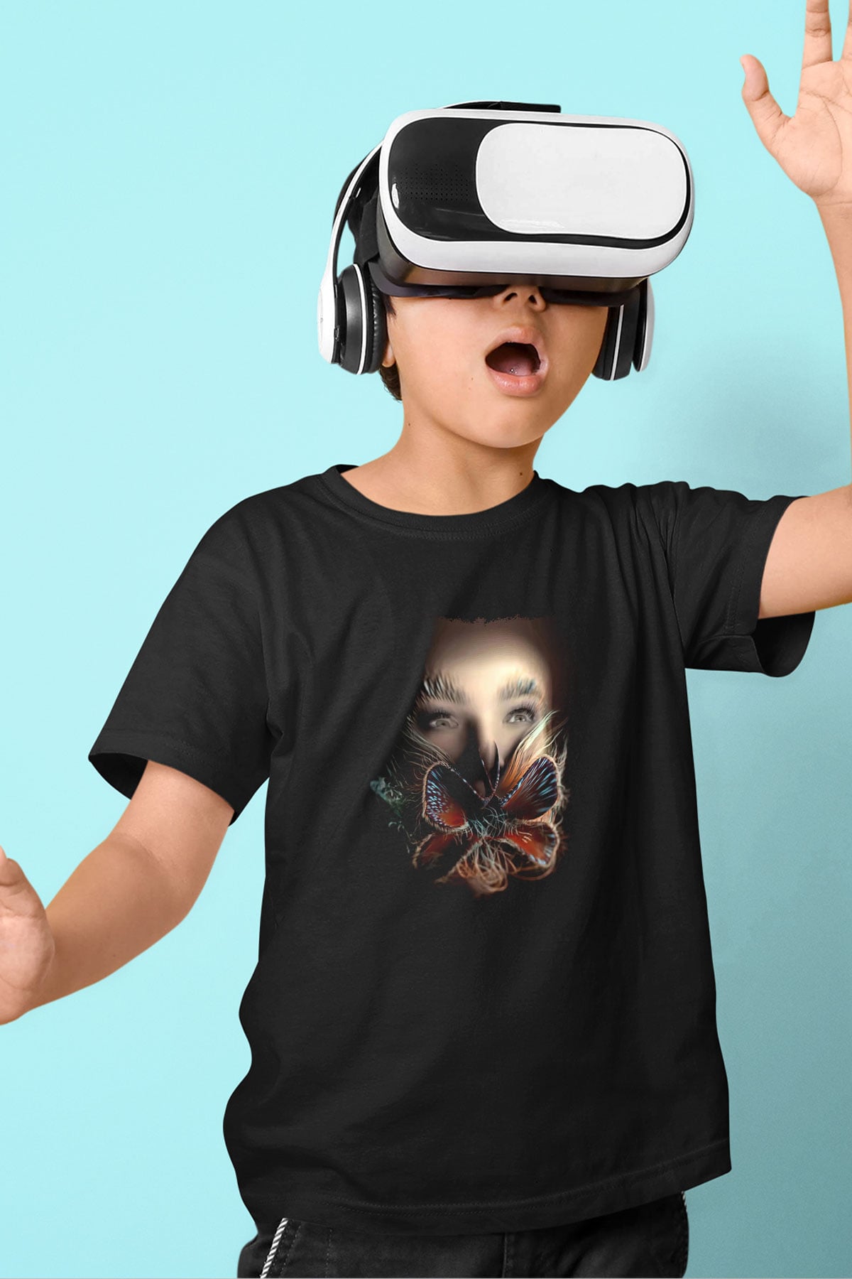 Björk Baskılı Unisex Siyah Çocuk Tişört - Tshirt
