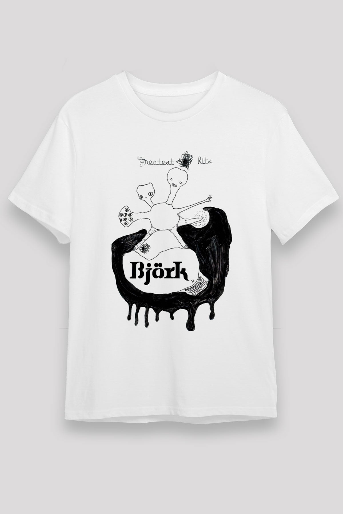 Björk Unisex Baskılı Beyaz Tişört - Tshirt