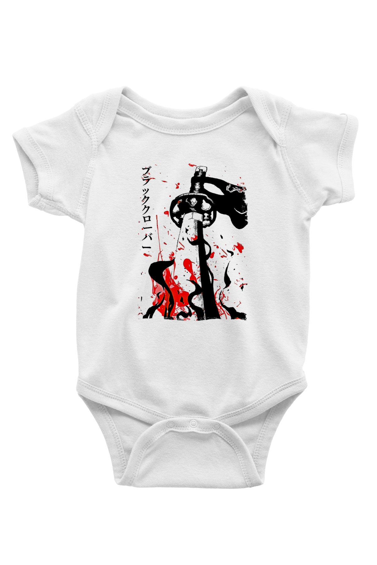 Black Clover Baskılı Beyaz Unisex Bebek Body - Zıbın