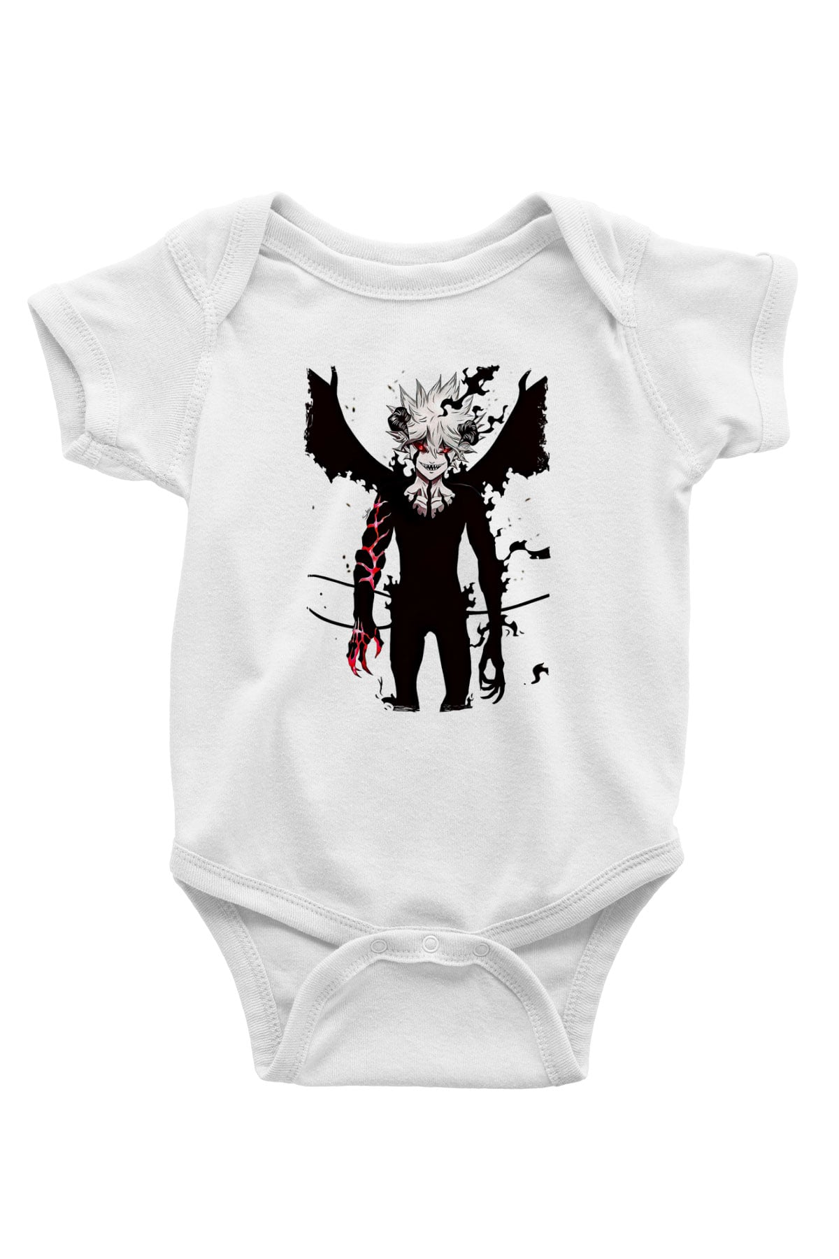 Black Clover Baskılı Beyaz Unisex Bebek Body - Zıbın