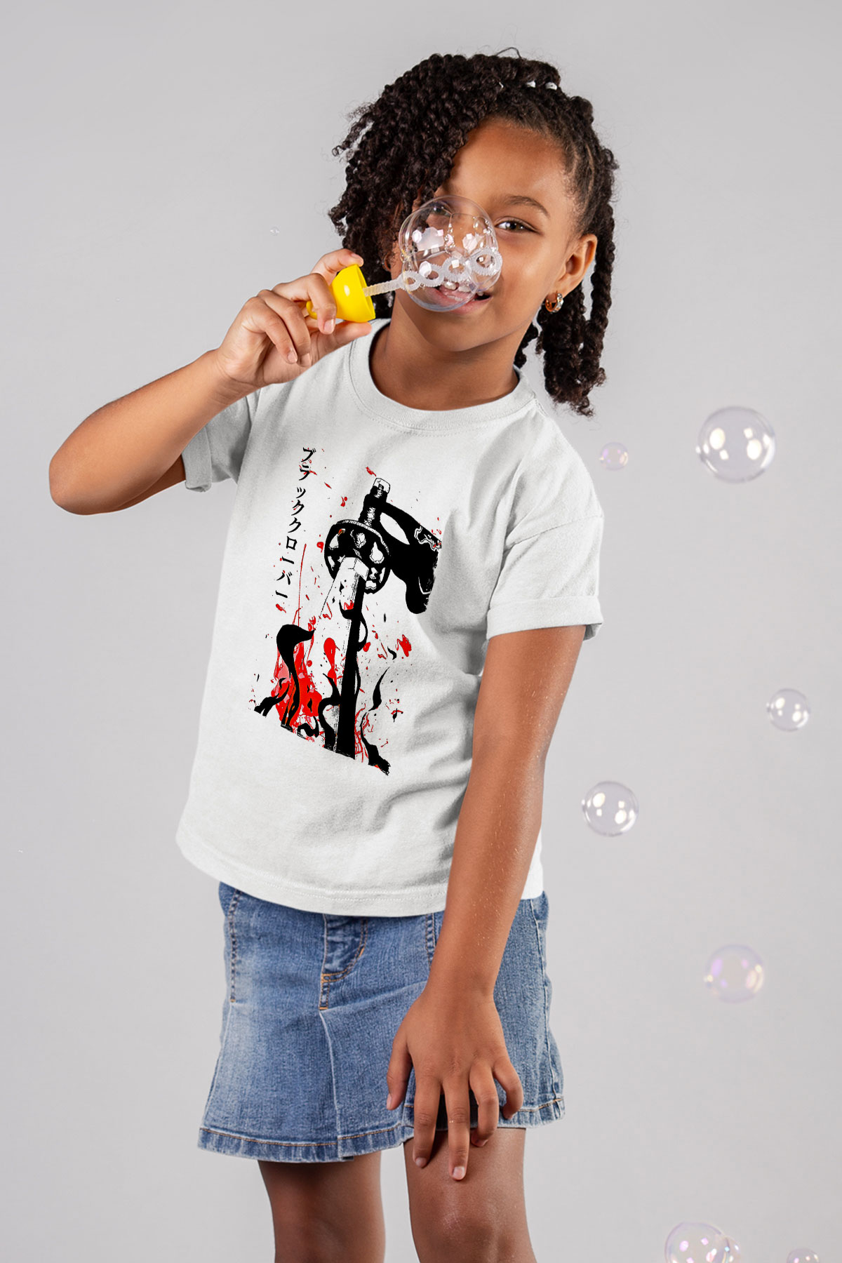 Black Clover Baskılı Beyaz Unisex Beyaz Çocuk Tişört - Tshirt