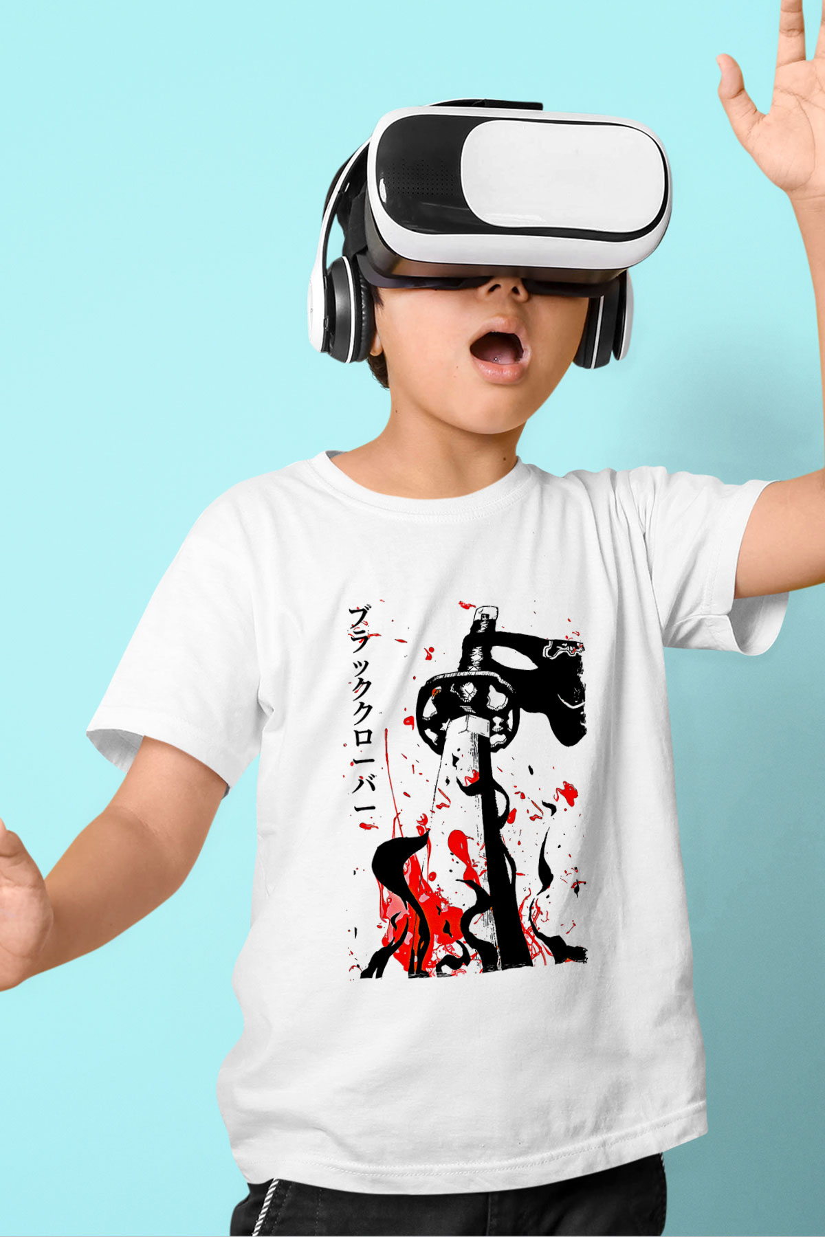 Black Clover Baskılı Beyaz Unisex Beyaz Çocuk Tişört - Tshirt