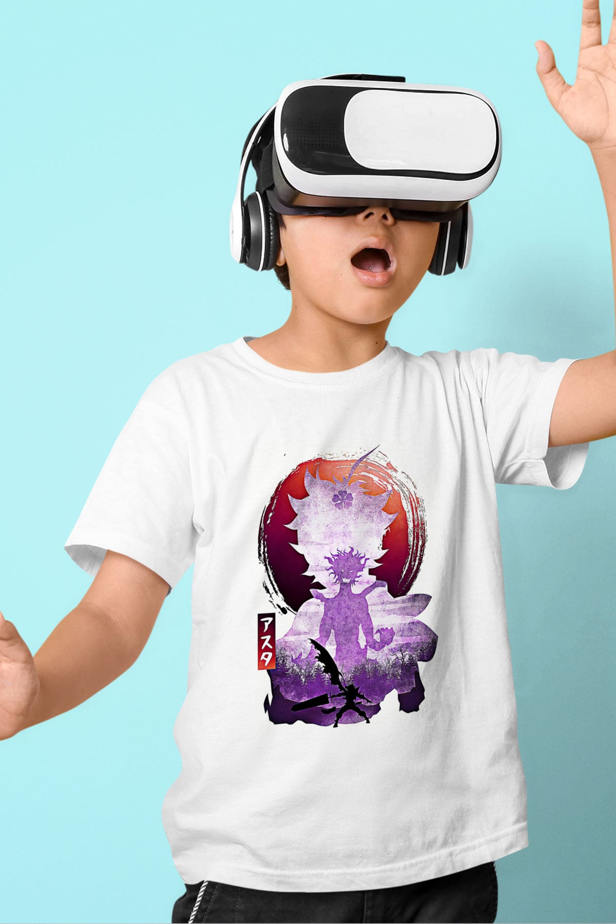 Black Clover Baskılı Beyaz Unisex Beyaz Çocuk Tişört - Tshirt