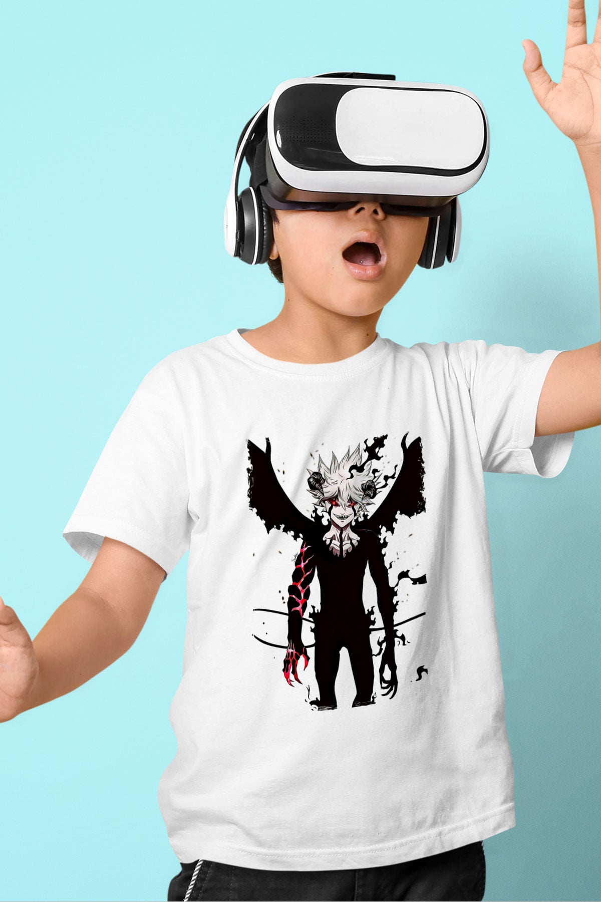 Black Clover Baskılı Beyaz Unisex Beyaz Çocuk Tişört - Tshirt