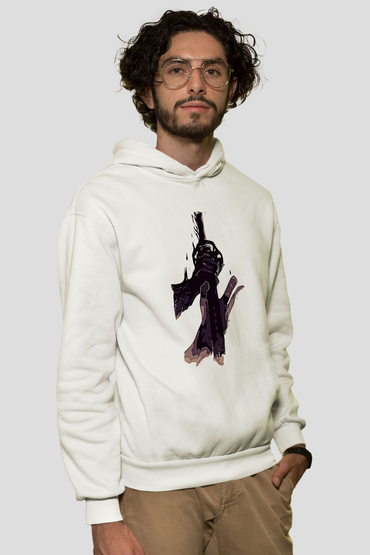 Black Clover Baskılı Beyaz Unisex Hoodie