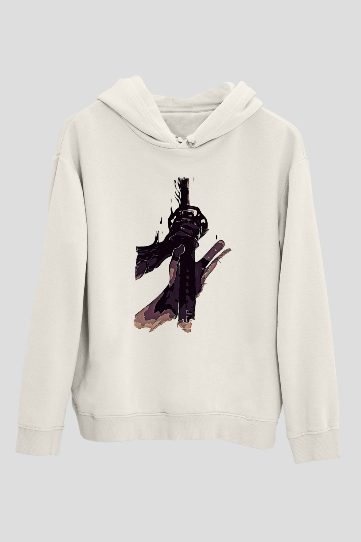 Black Clover Baskılı Beyaz Unisex Hoodie