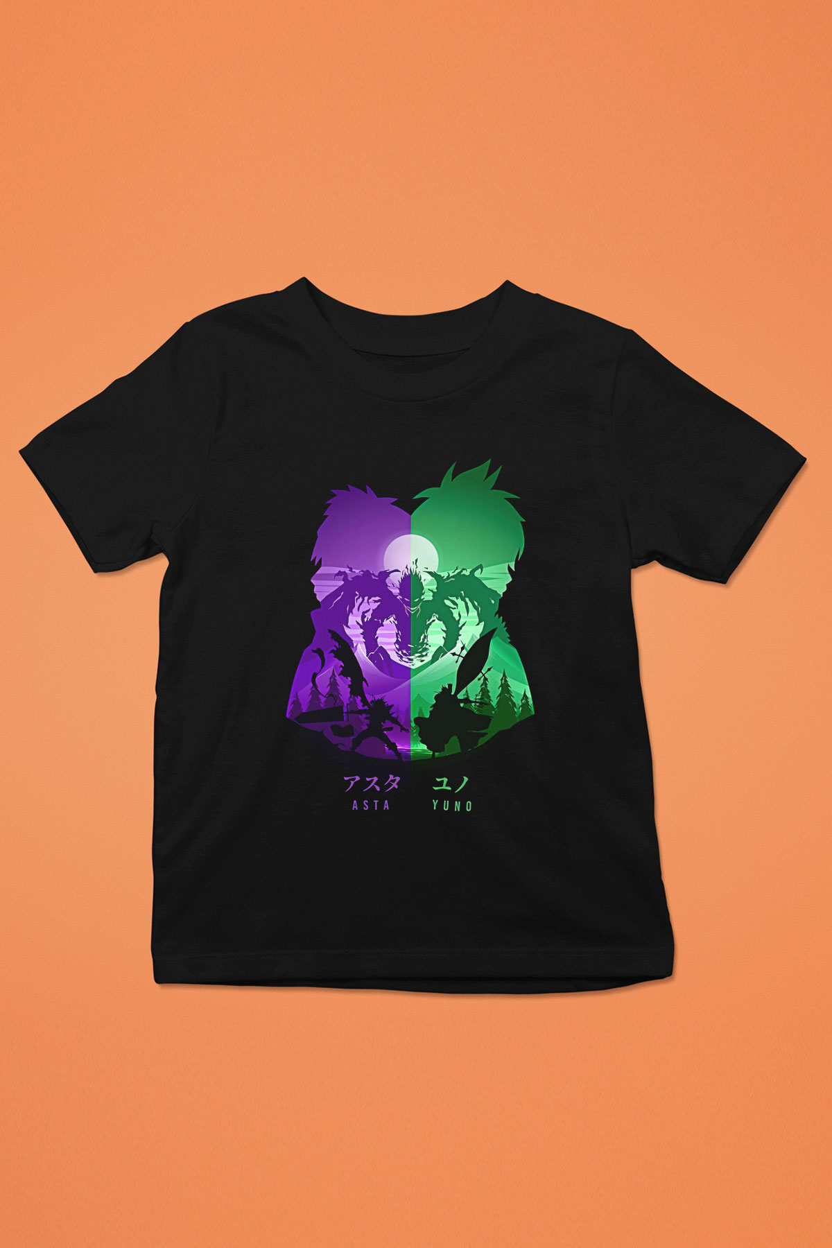 Black Clover Baskılı Unisex Siyah Çocuk Tişört - Tshirt