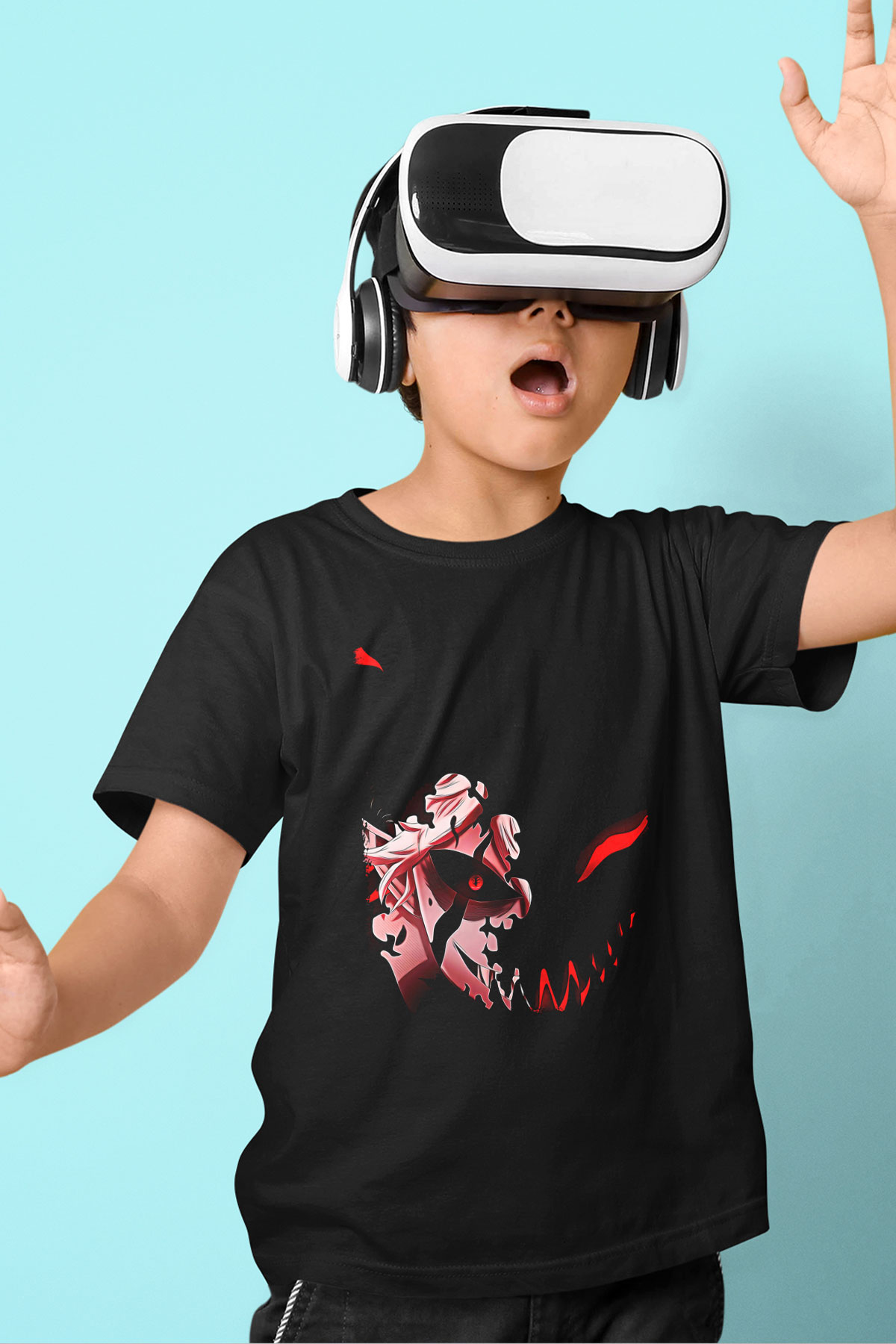 Black Clover Baskılı Unisex Siyah Çocuk Tişört - Tshirt