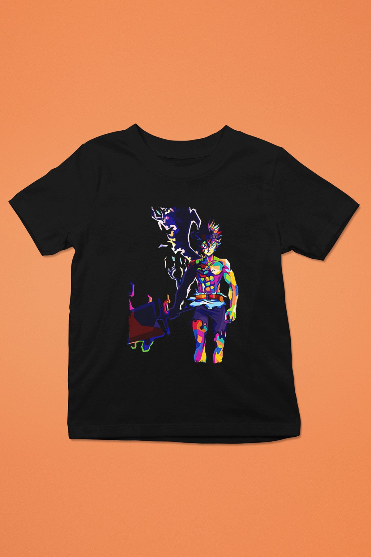 Black Clover Baskılı Unisex Siyah Çocuk Tişört - Tshirt
