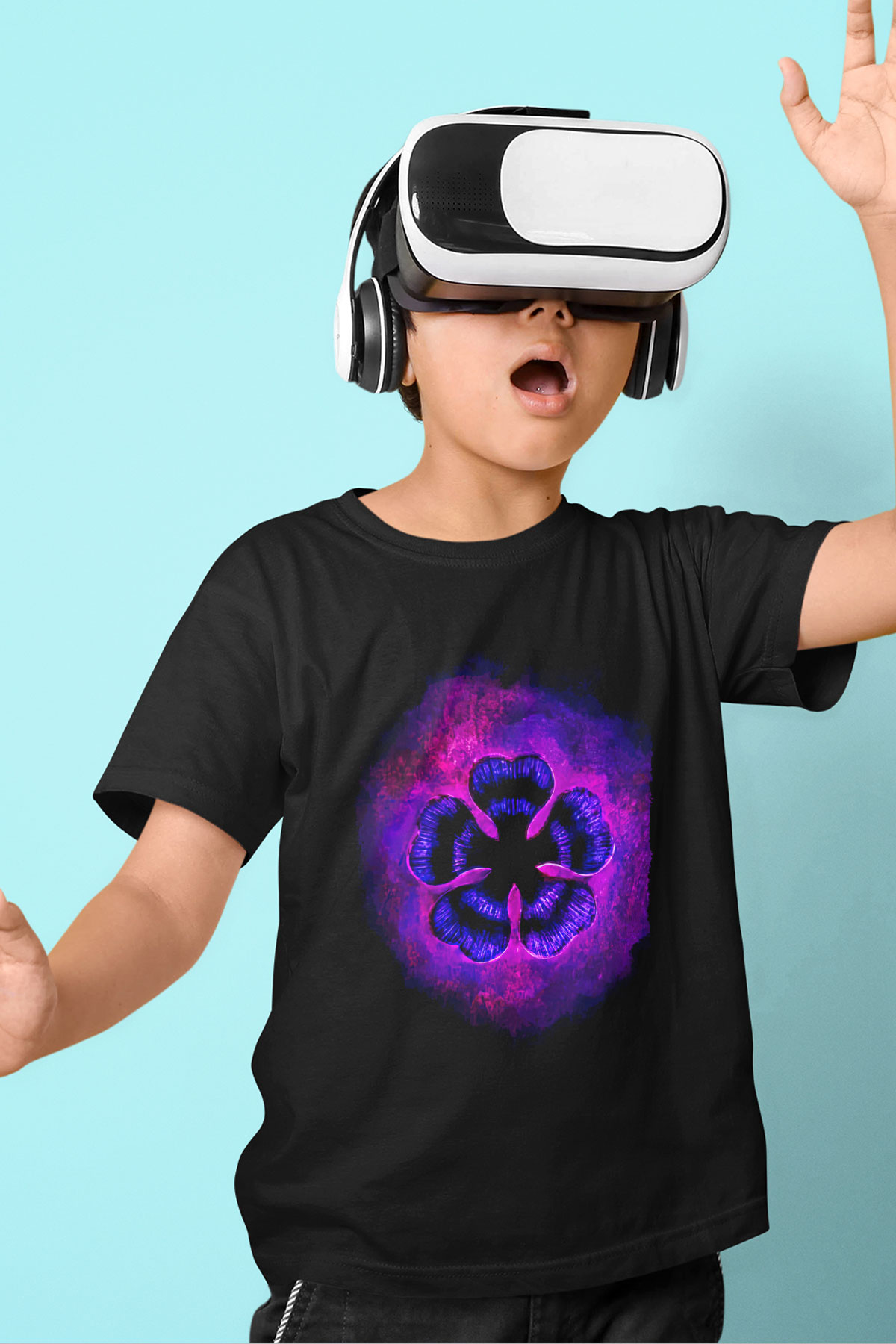 Black Clover Baskılı Unisex Siyah Çocuk Tişört - Tshirt