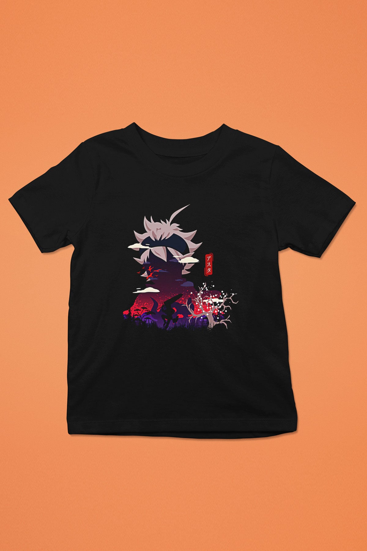 Black Clover Baskılı Unisex Siyah Çocuk Tişört - Tshirt