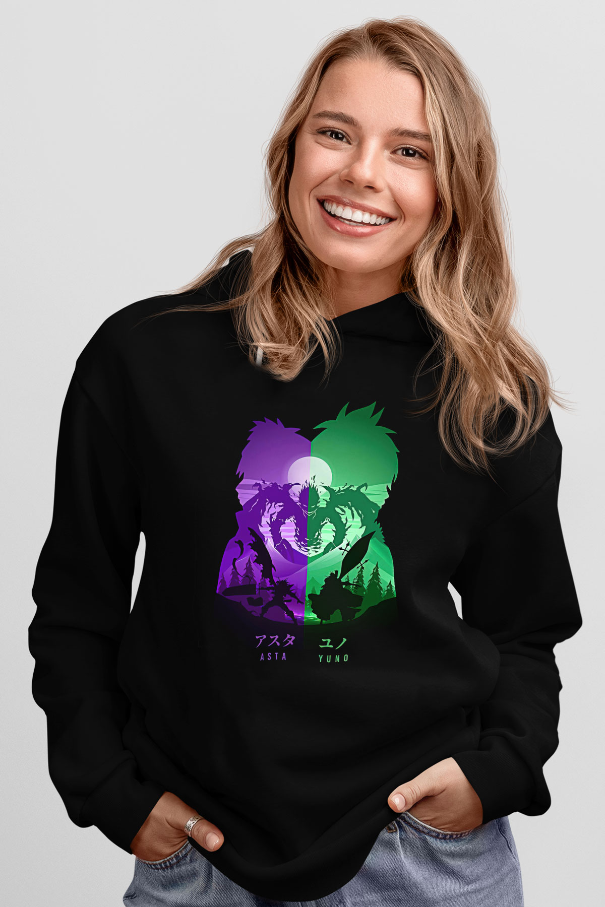 Black Clover Baskılı Unisex Siyah Hoodie