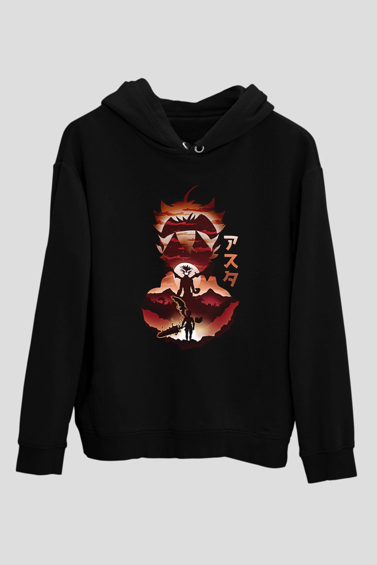 Black Clover Baskılı Unisex Siyah Hoodie