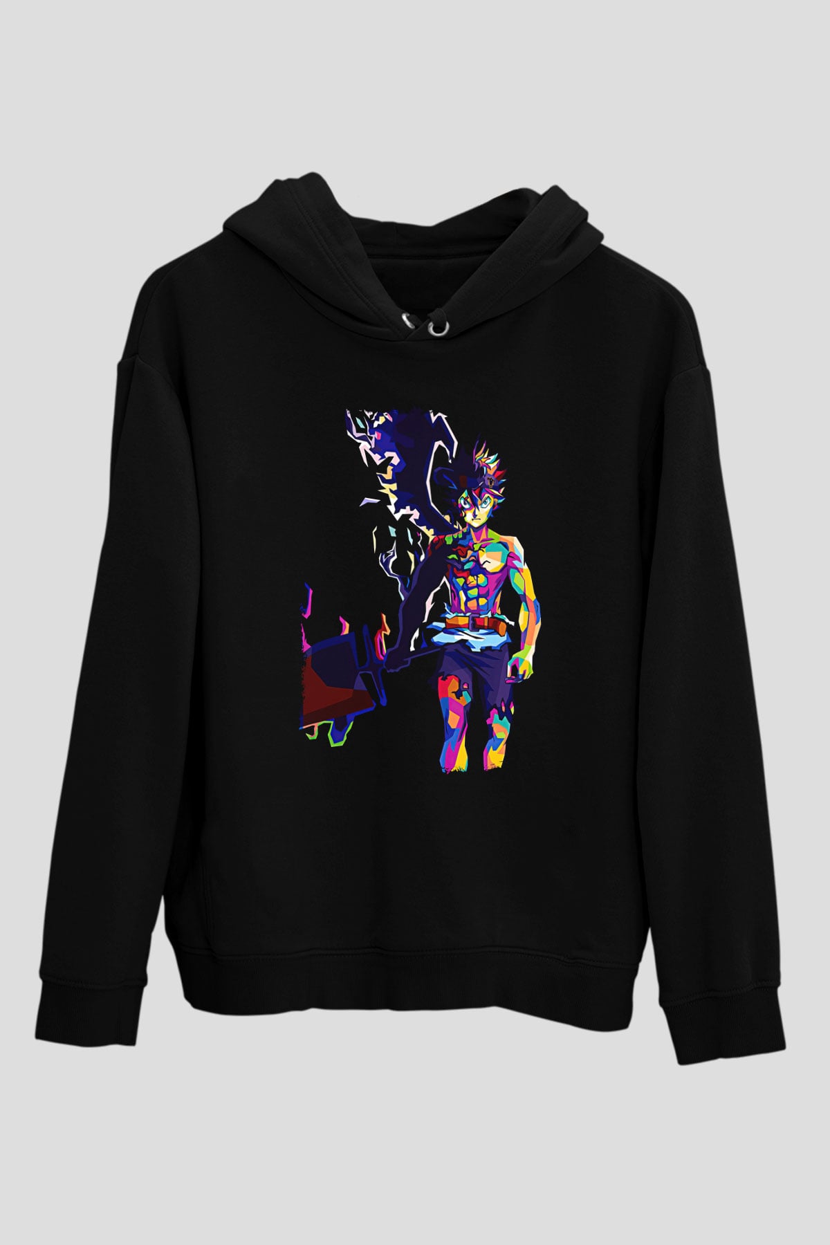 Black Clover Baskılı Unisex Siyah Hoodie