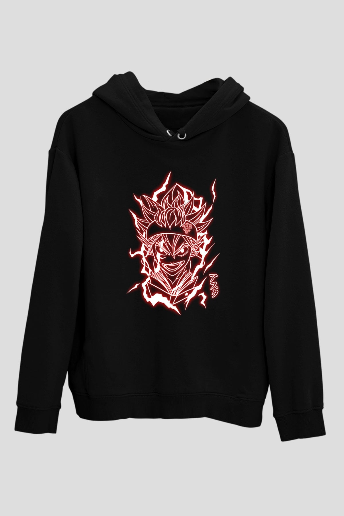 Black Clover Baskılı Unisex Siyah Hoodie