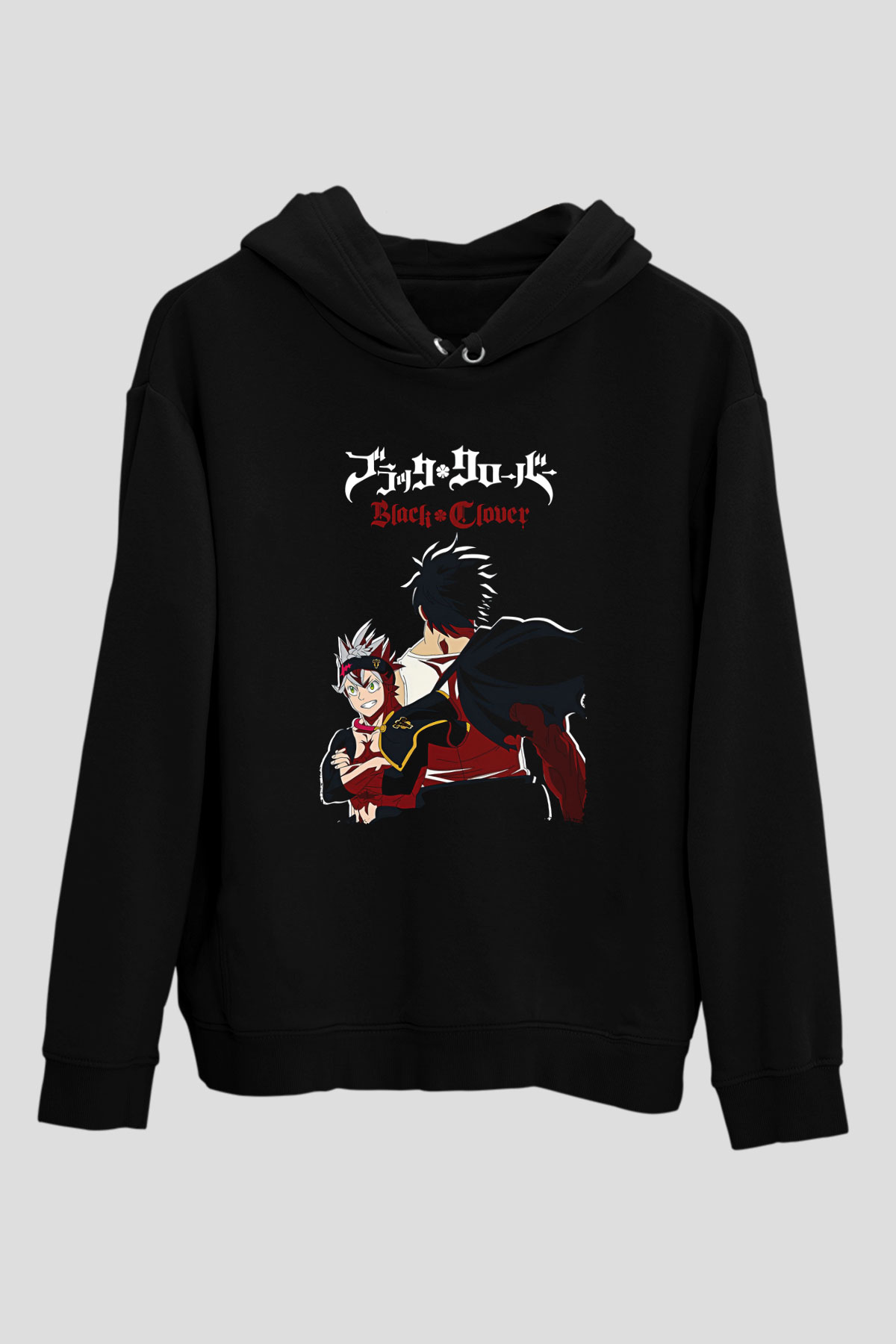 Black Clover Baskılı Unisex Siyah Hoodie