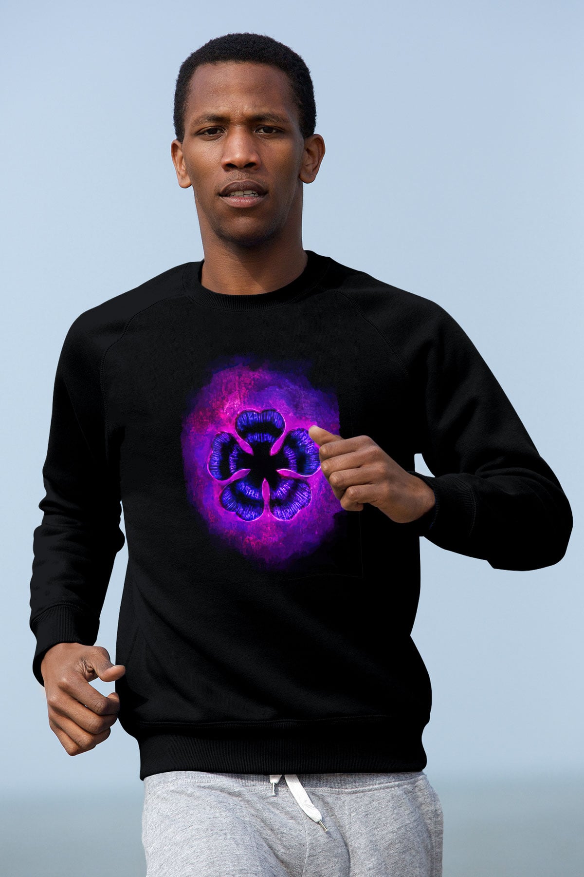 Black Clover Baskılı Unisex Siyah Sweatshirt