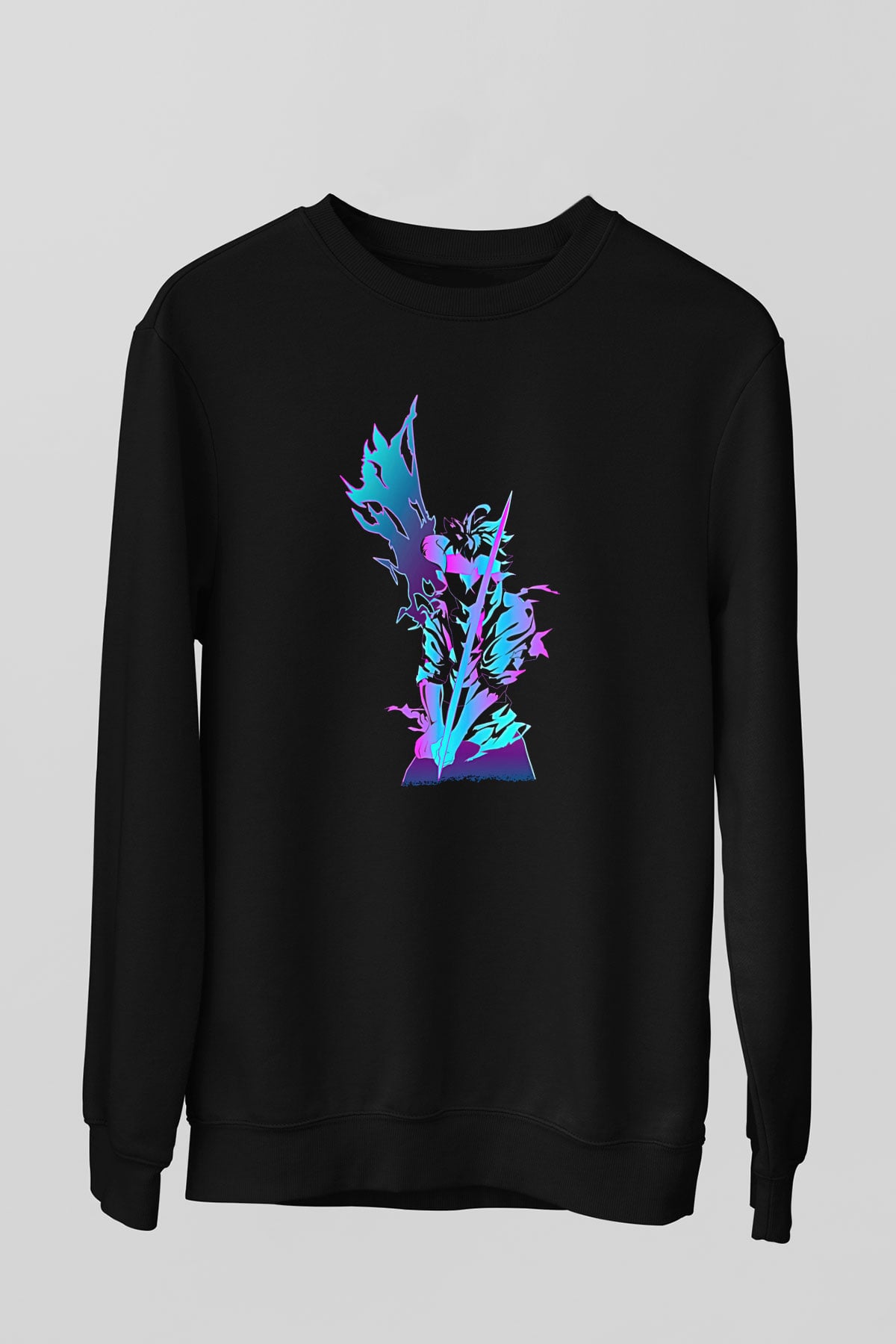 Black Clover Baskılı Unisex Siyah Sweatshirt