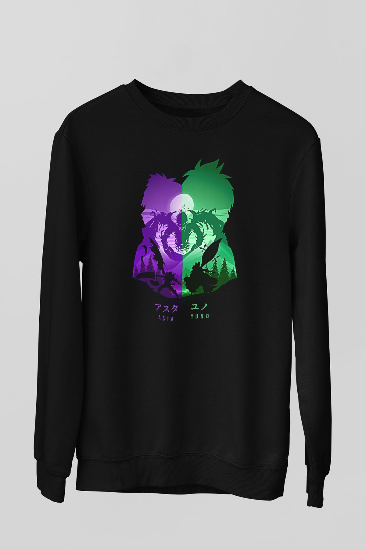 Black Clover Baskılı Unisex Siyah Sweatshirt