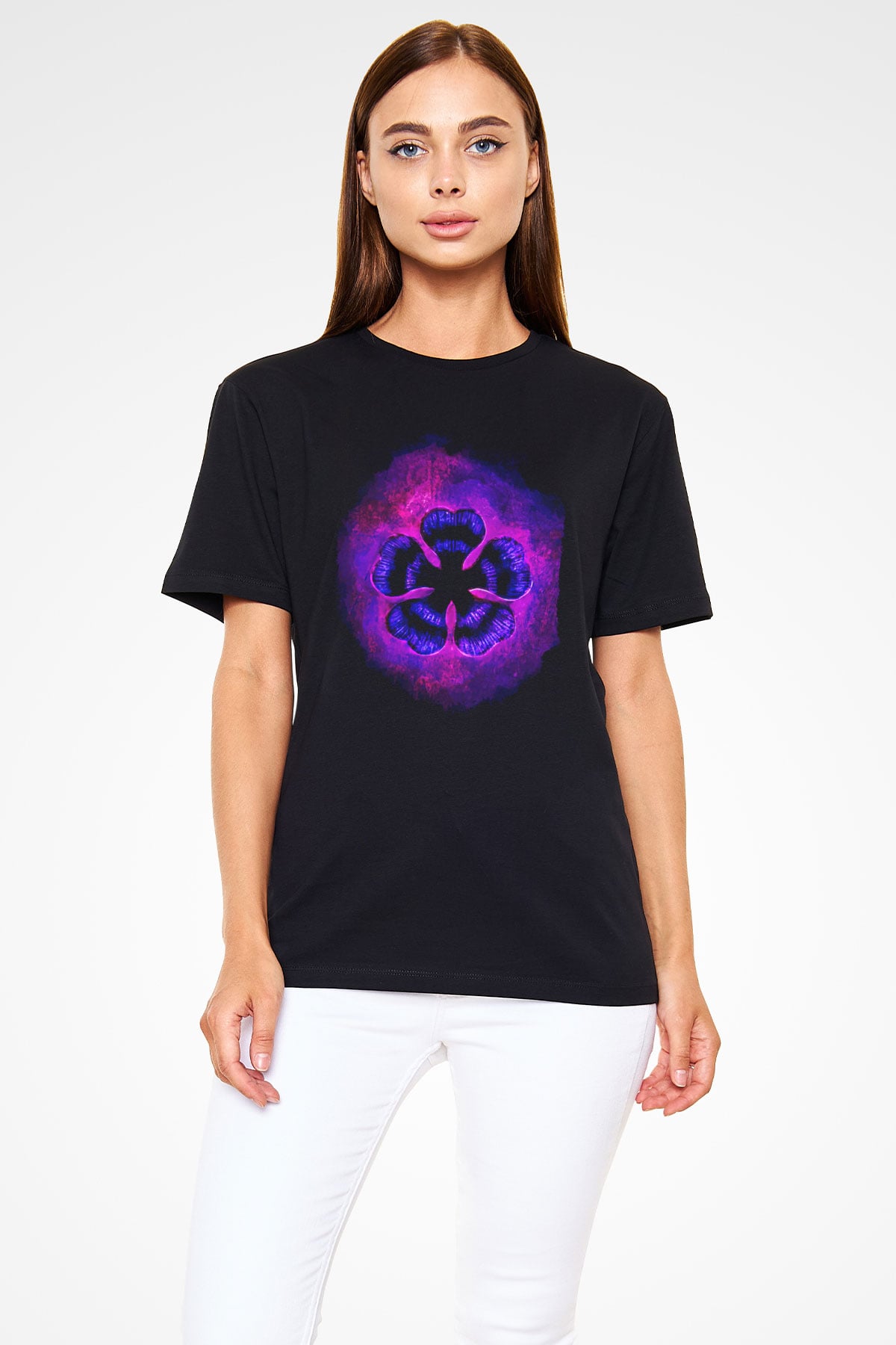 Black Clover Baskılı Unisex Siyah Tişört - Tshirt