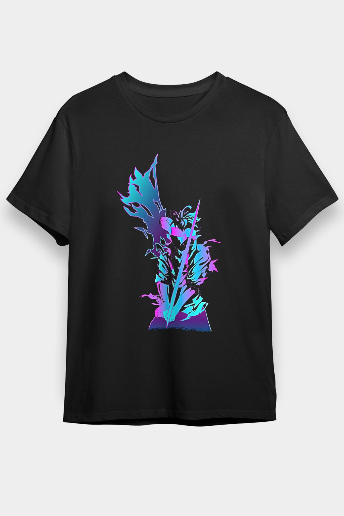 Black Clover Baskılı Unisex Siyah Tişört - Tshirt