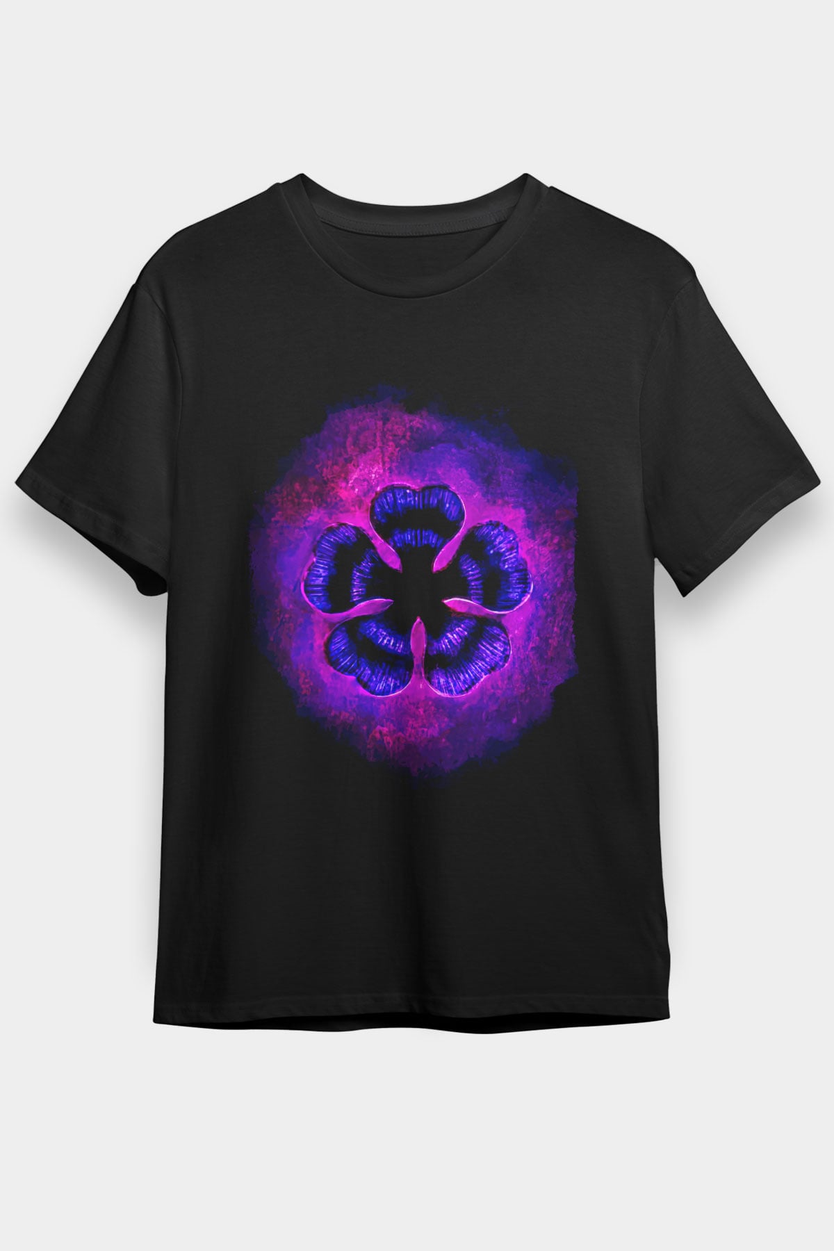 Black Clover Baskılı Unisex Siyah Tişört - Tshirt