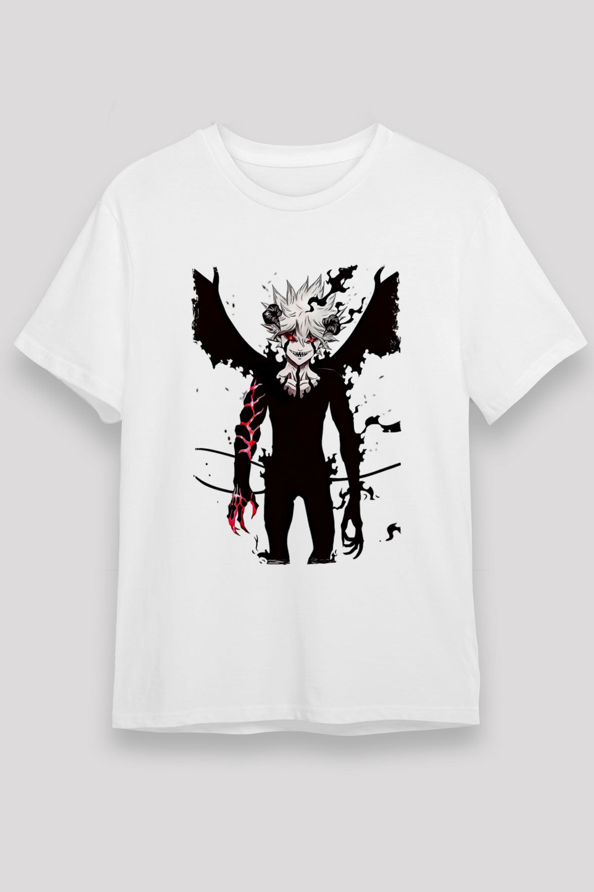 Black Clover Unisex Baskılı Beyaz Tişört - Tshirt