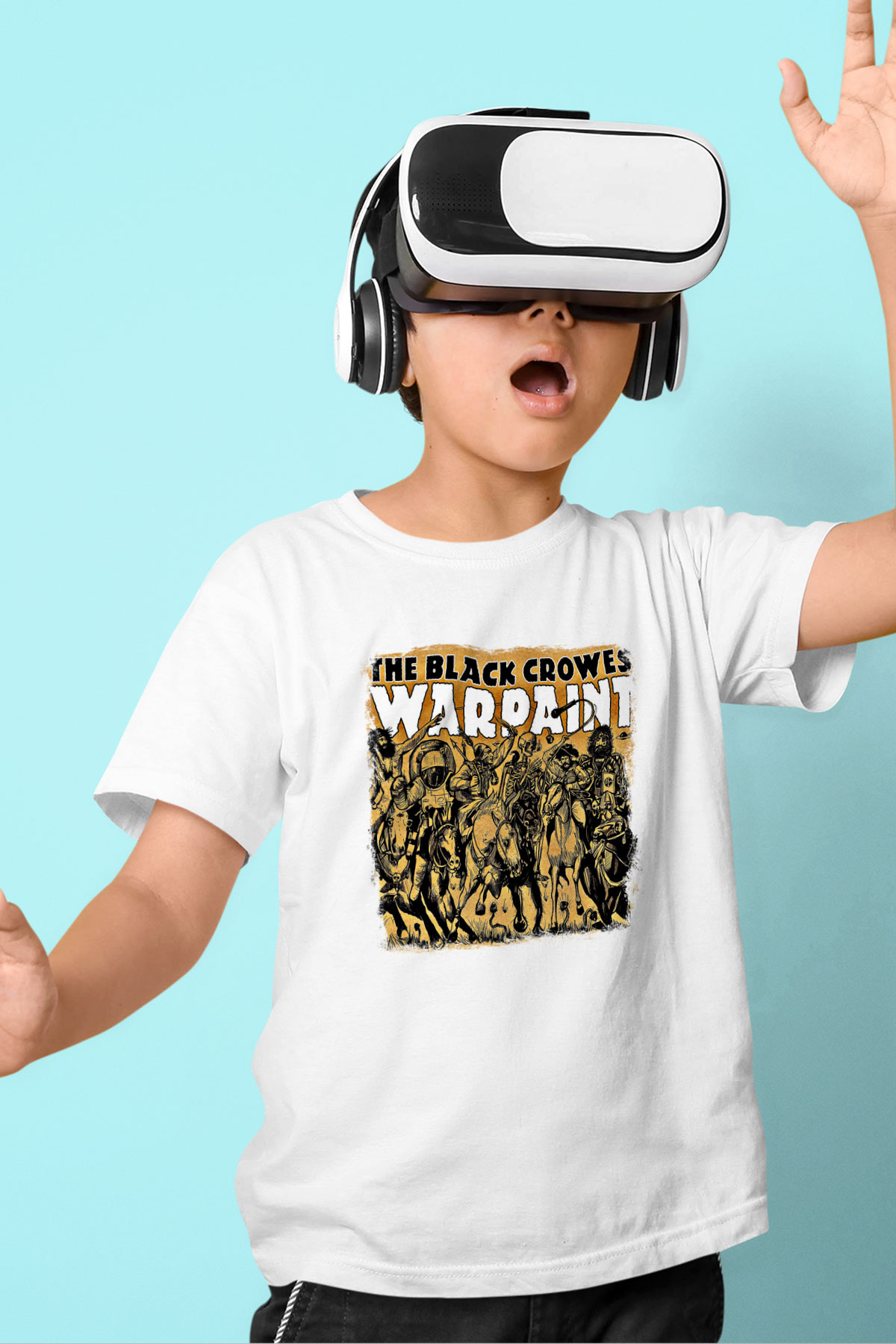 Black Crowes Baskılı Unisex Beyaz Çocuk Tişört