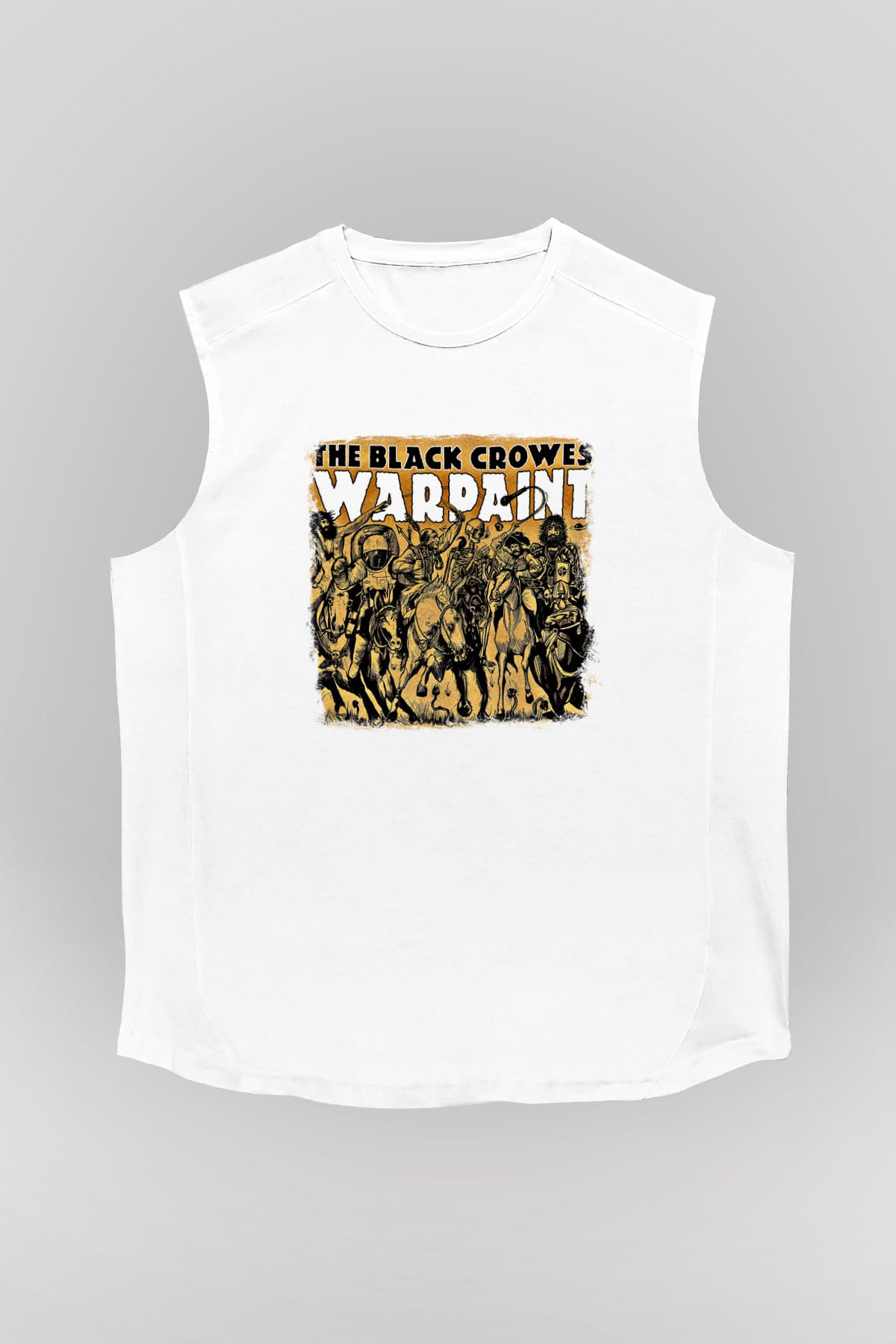 Black Crowes Baskılı Unisex Beyaz Kolsuz Tişört