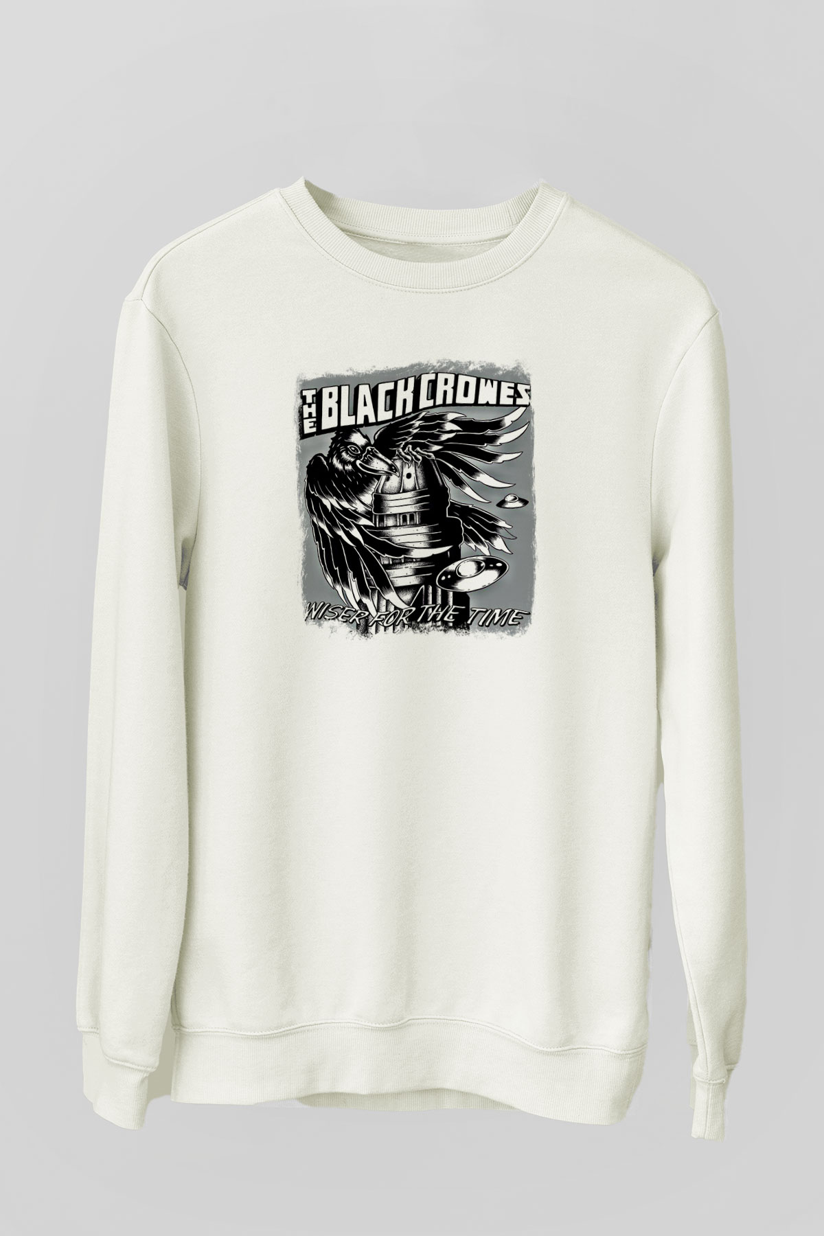 Black Crowes Baskılı Unisex Beyaz Sweatshirt