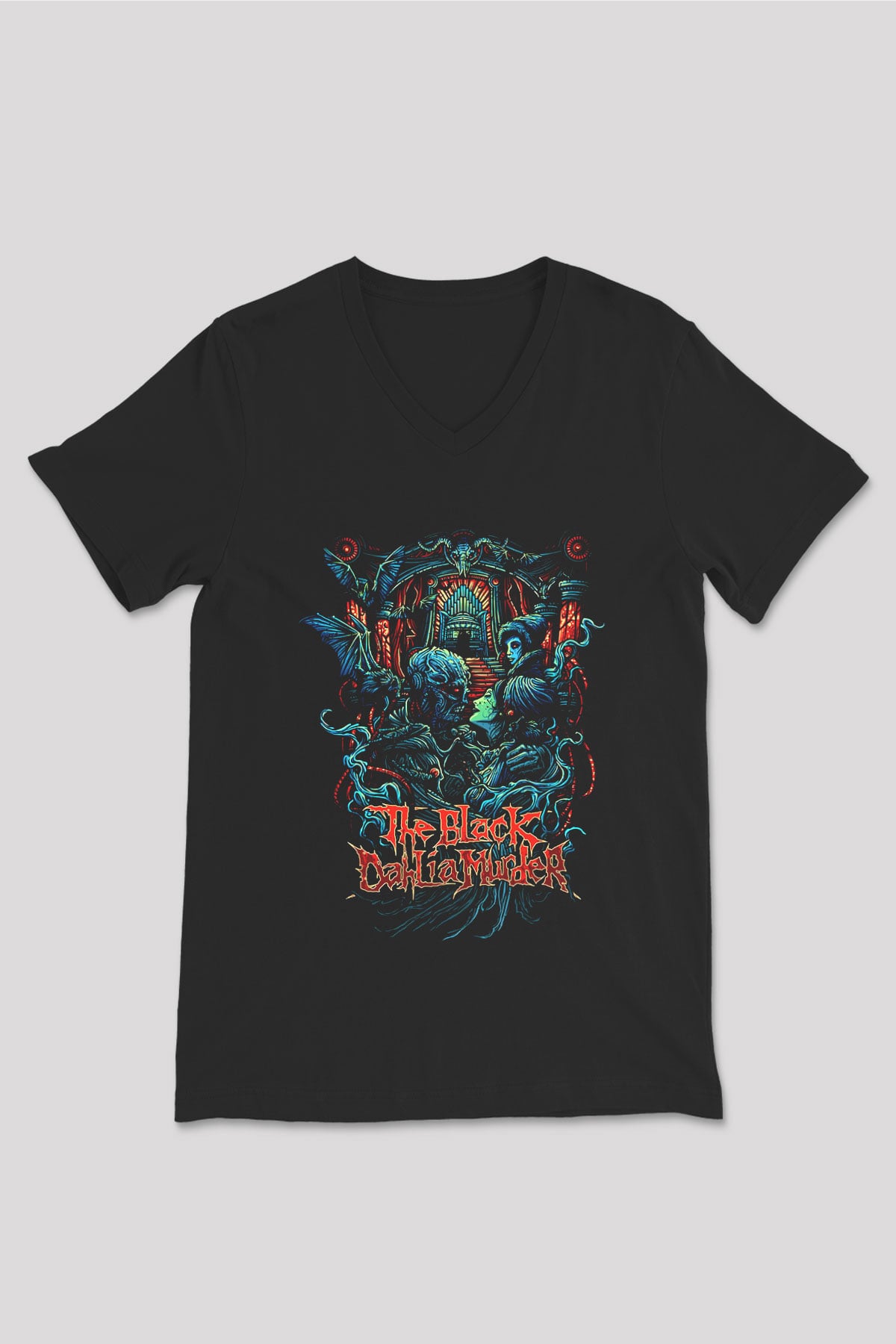 Black Dahlia Murder Siyah Unisex V Yaka Tişört T-Shirt