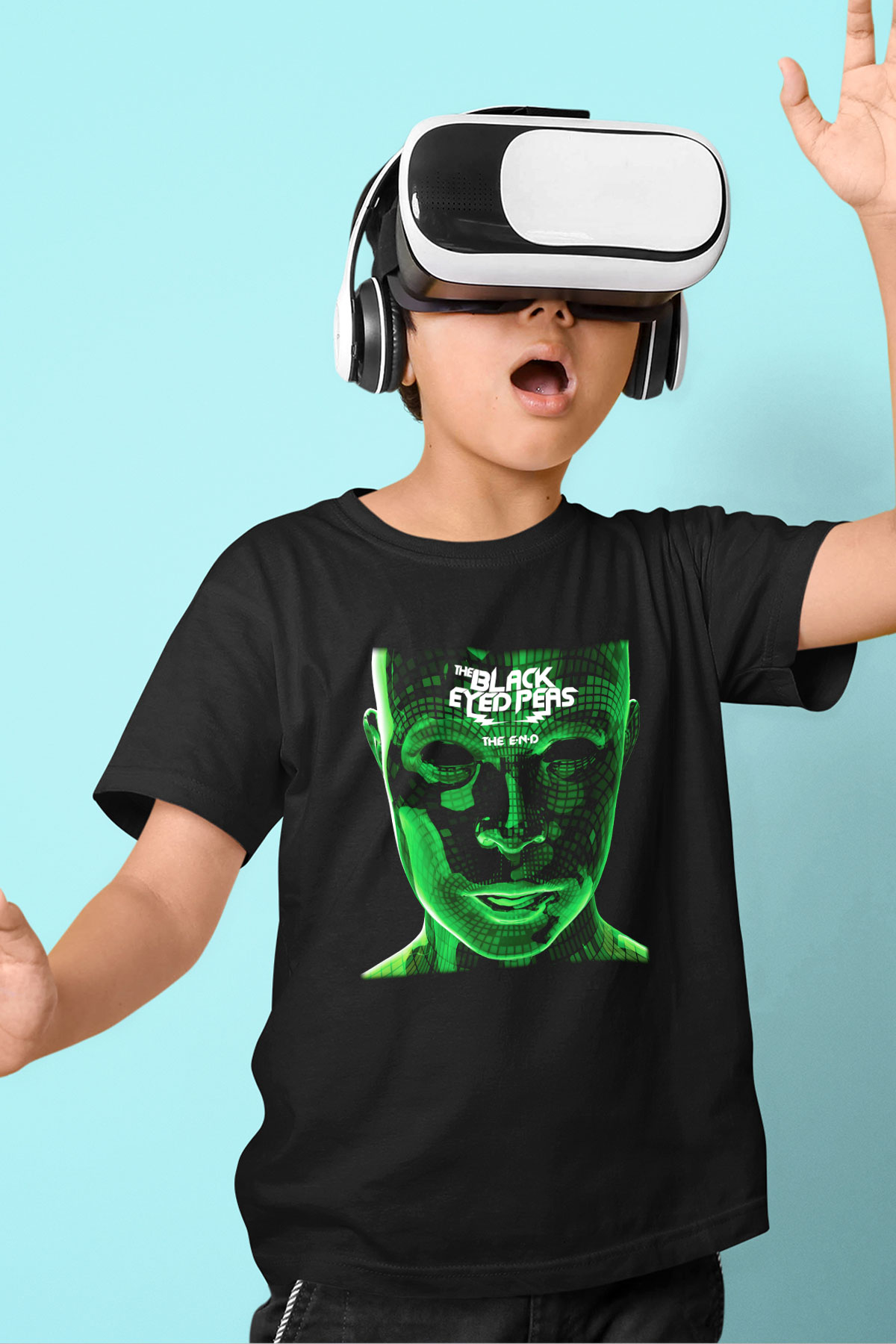 Black Eyed Peas Baskılı Siyah Unisex Çocuk Tişört