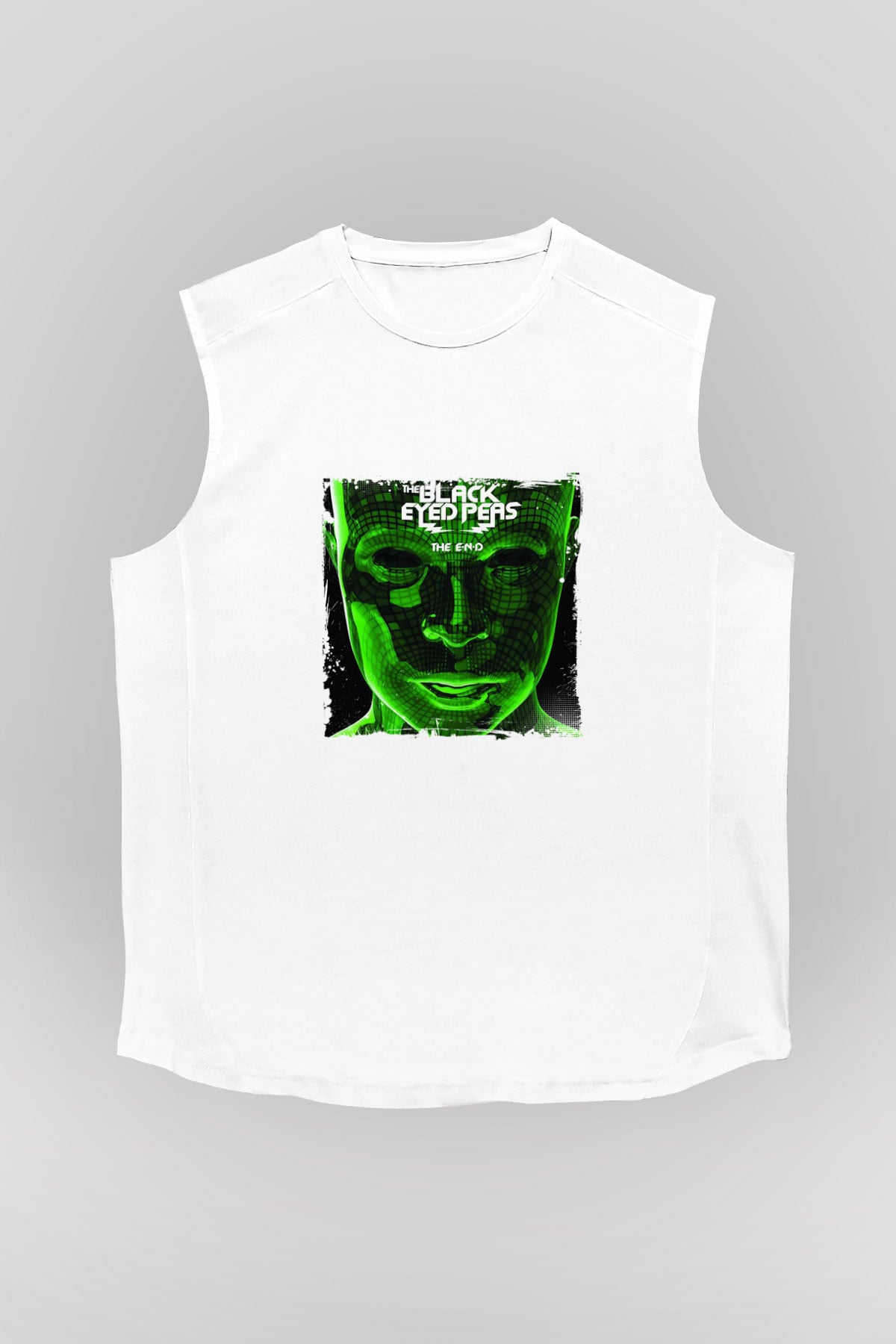 Black Eyed Peas Baskılı Unisex Beyaz Kolsuz Tişört