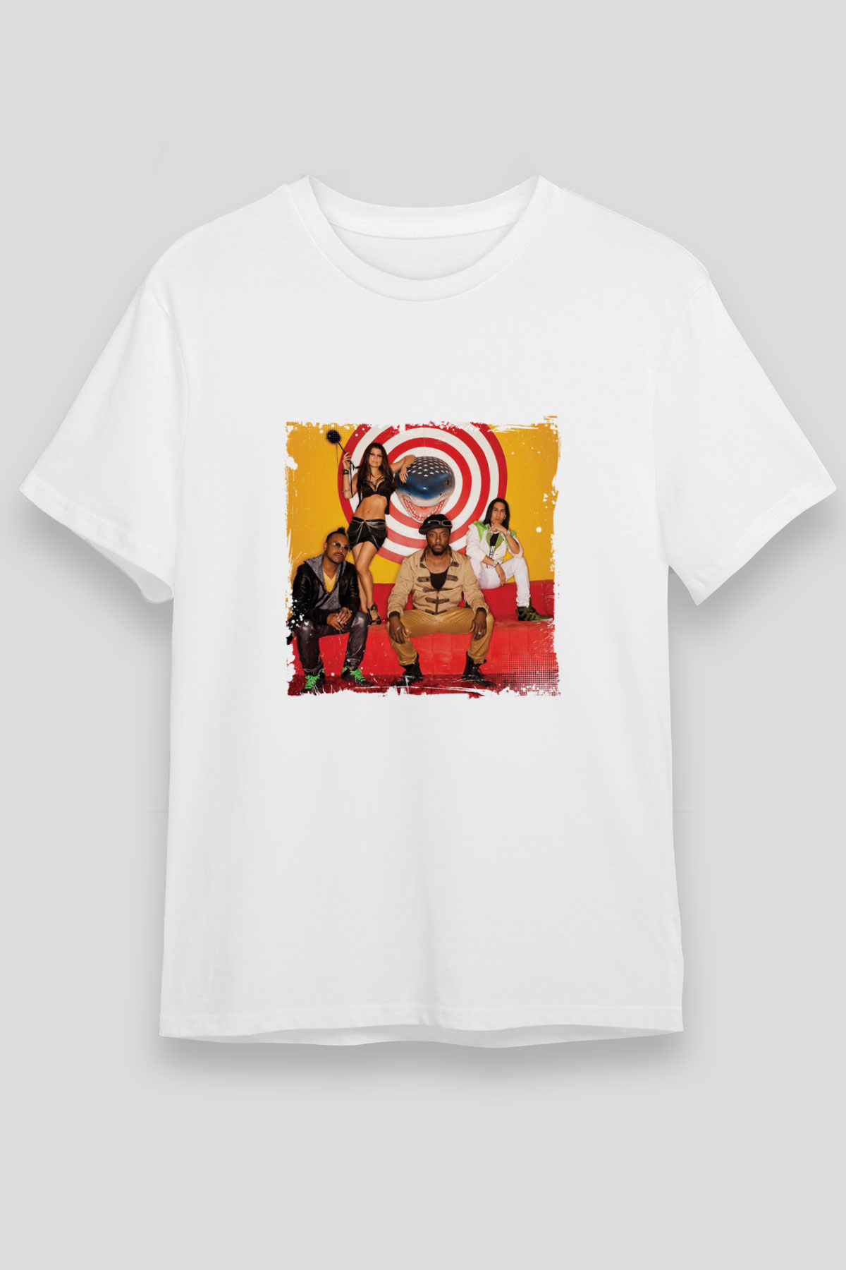 Black Eyed Peas Baskılı Unisex Beyaz Tişört