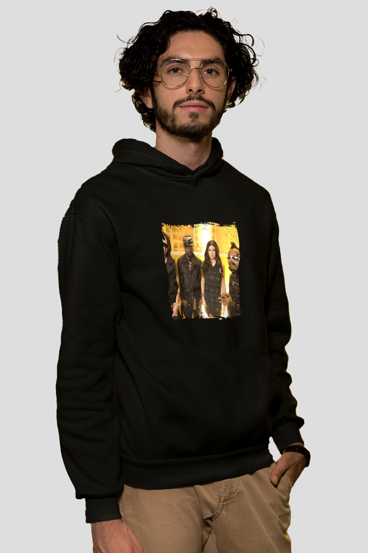Black Eyed Peas Baskılı Unisex Siyah Hoodie