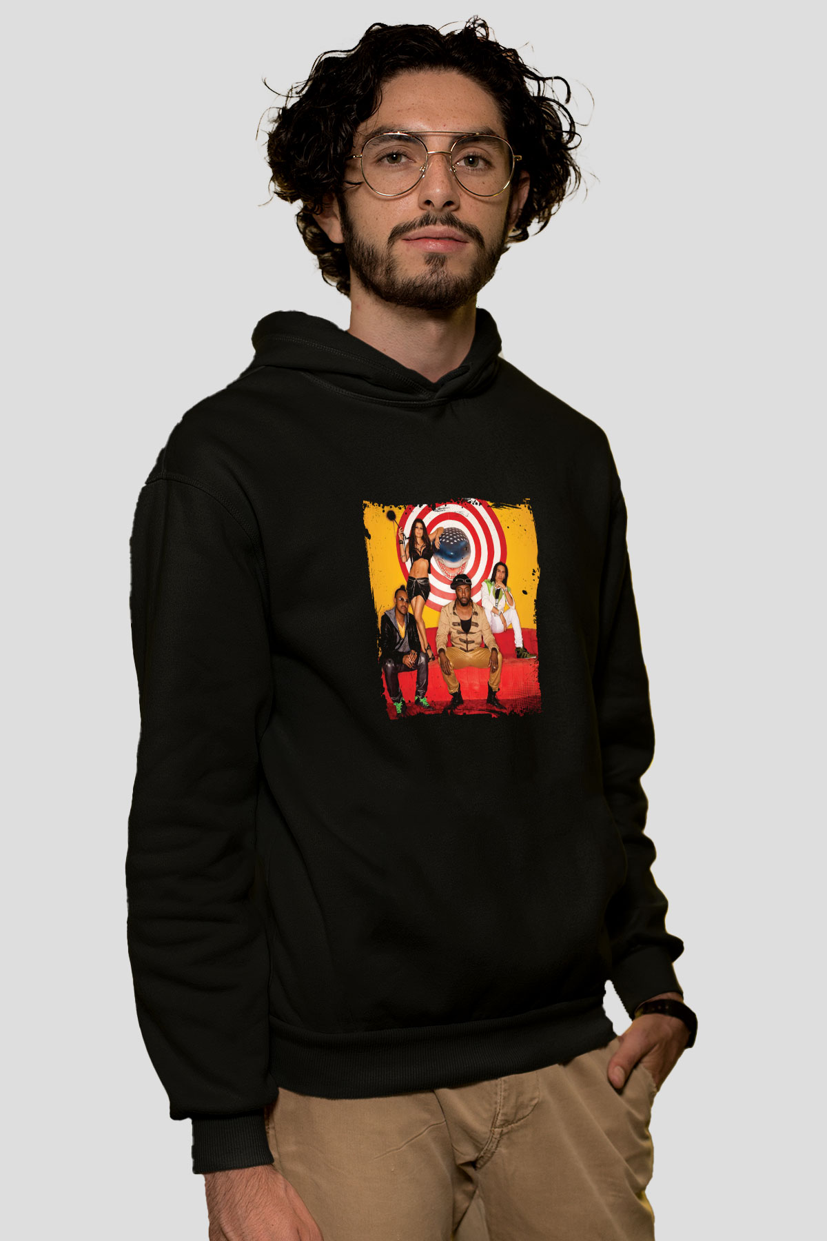 Black Eyed Peas Baskılı Unisex Siyah Hoodie