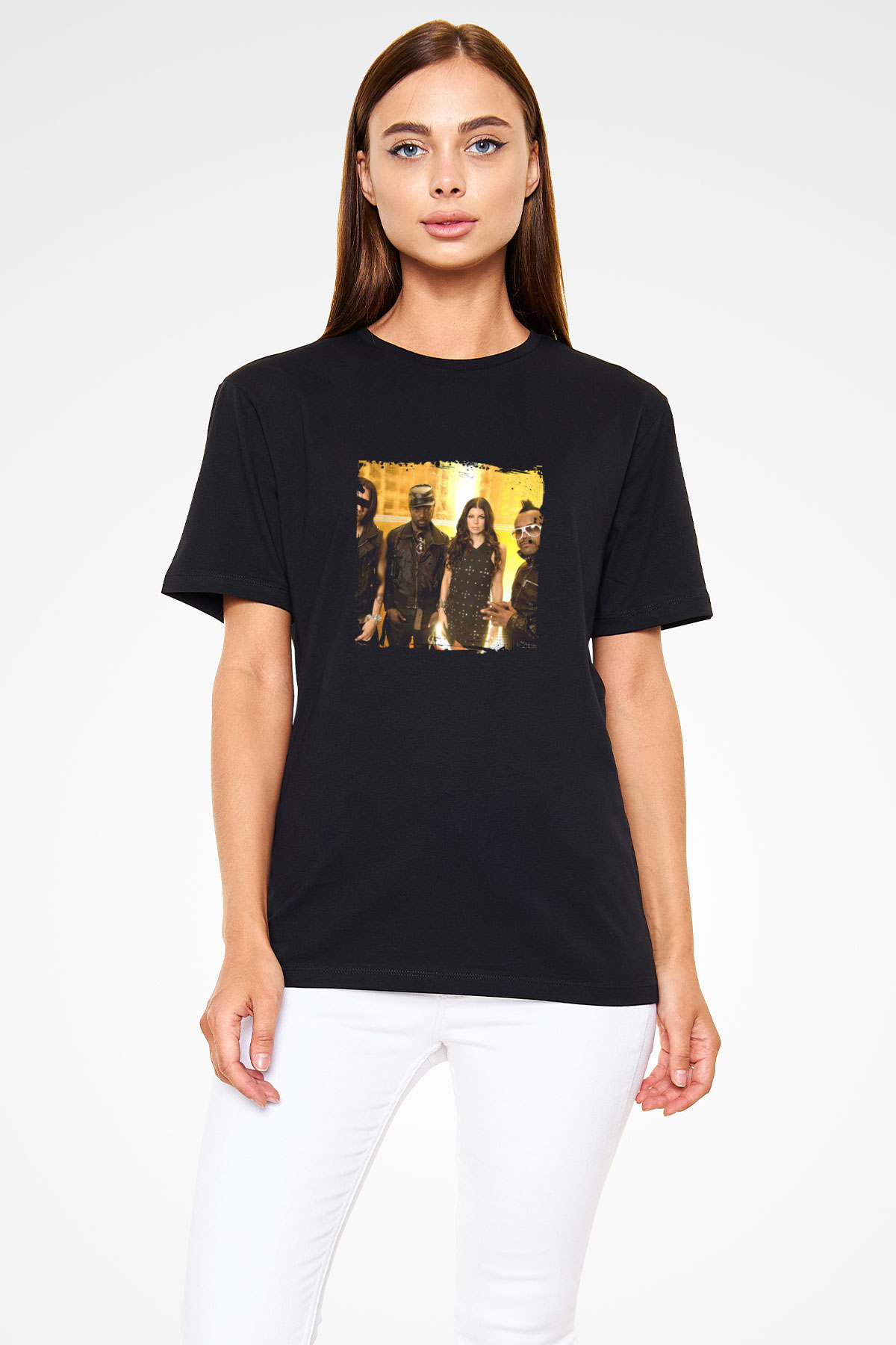 Black Eyed Peas Baskılı Unisex Siyah Tişört