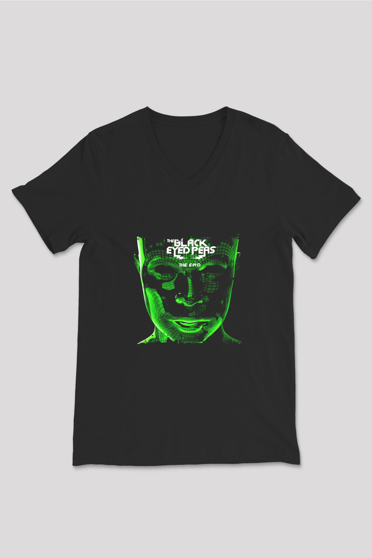 Black Eyed Peas Baskılı Unisex Siyah V Yaka Tişört