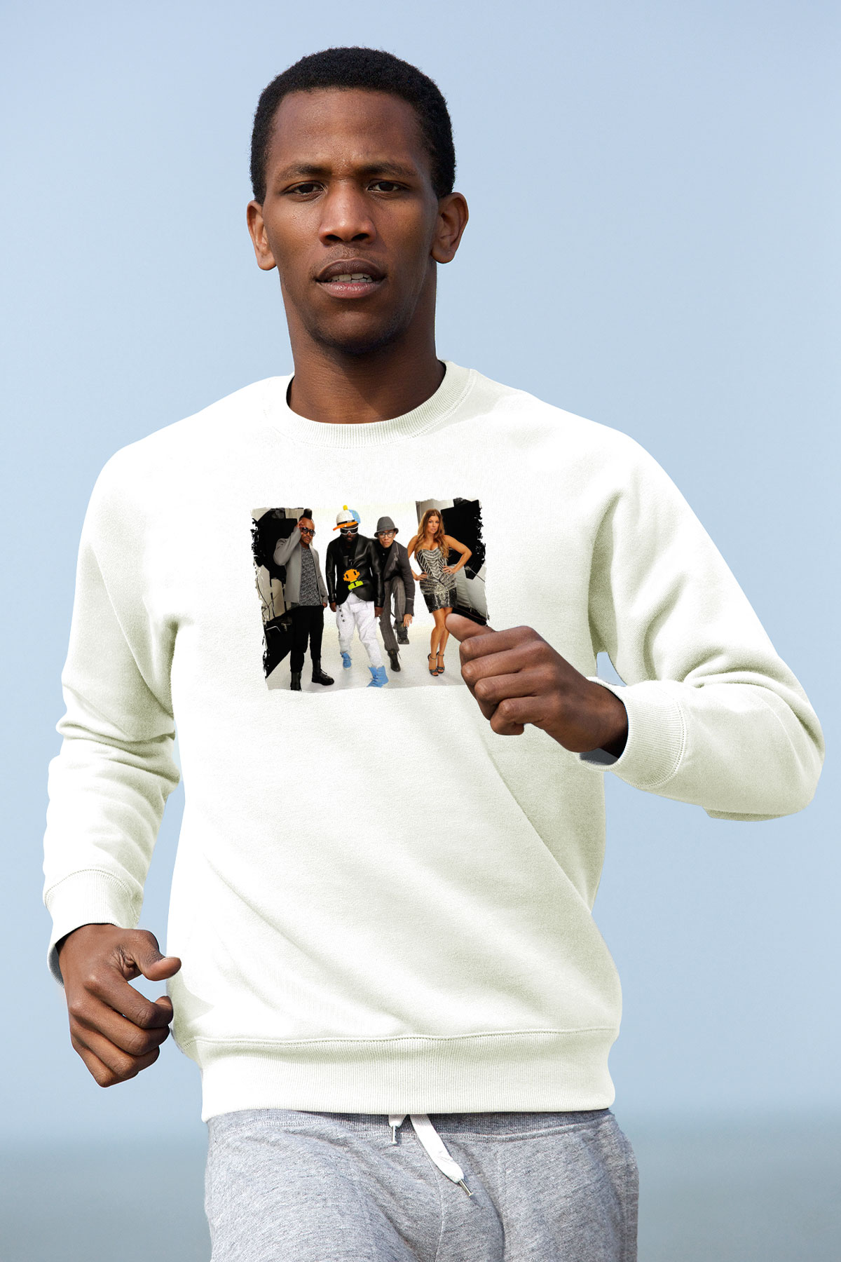 Black Eyed Peas Beyaz Unisex Sweatshirt