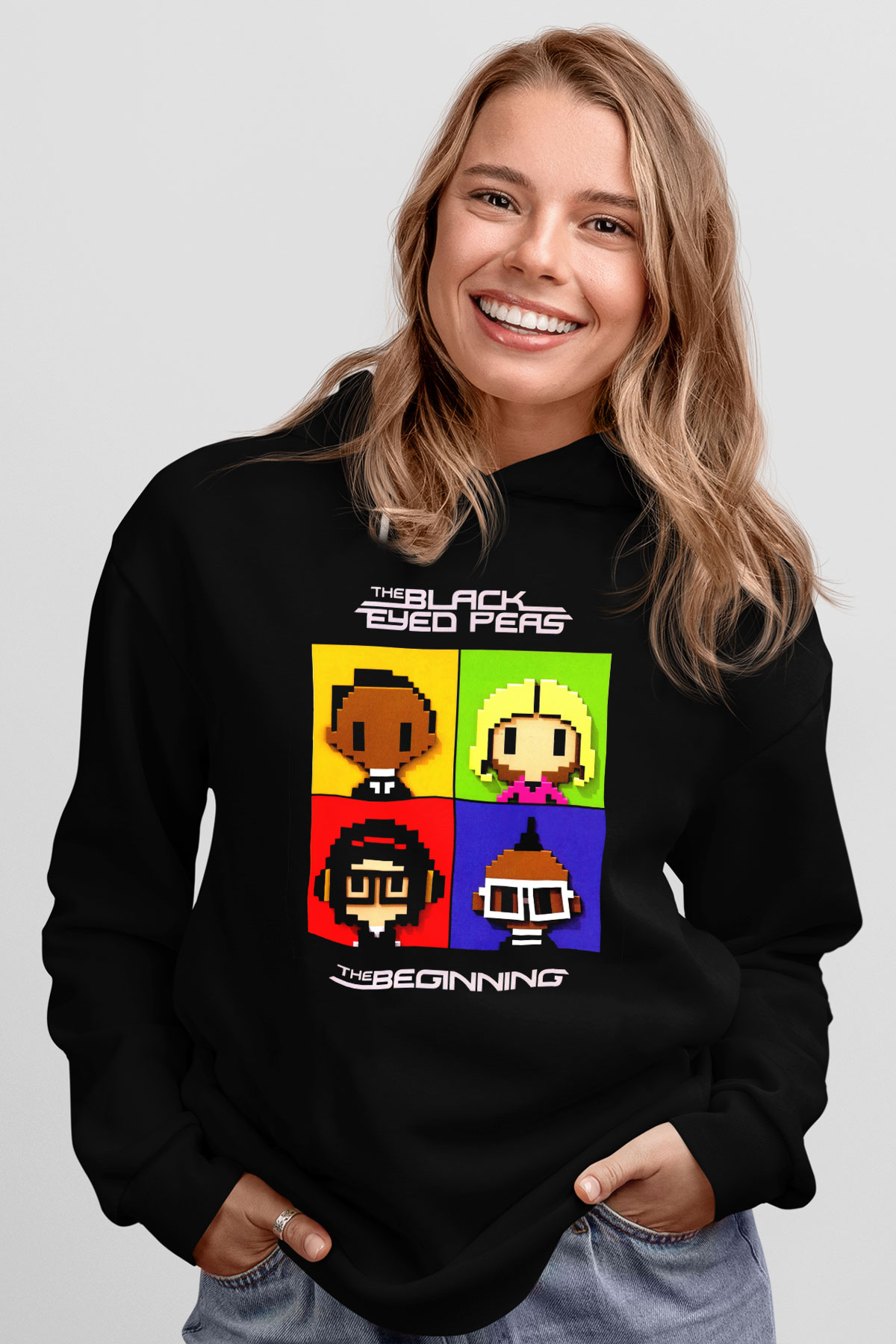 Black Eyed Peas Siyah Unisex Kapüşonlu Sweatshirt