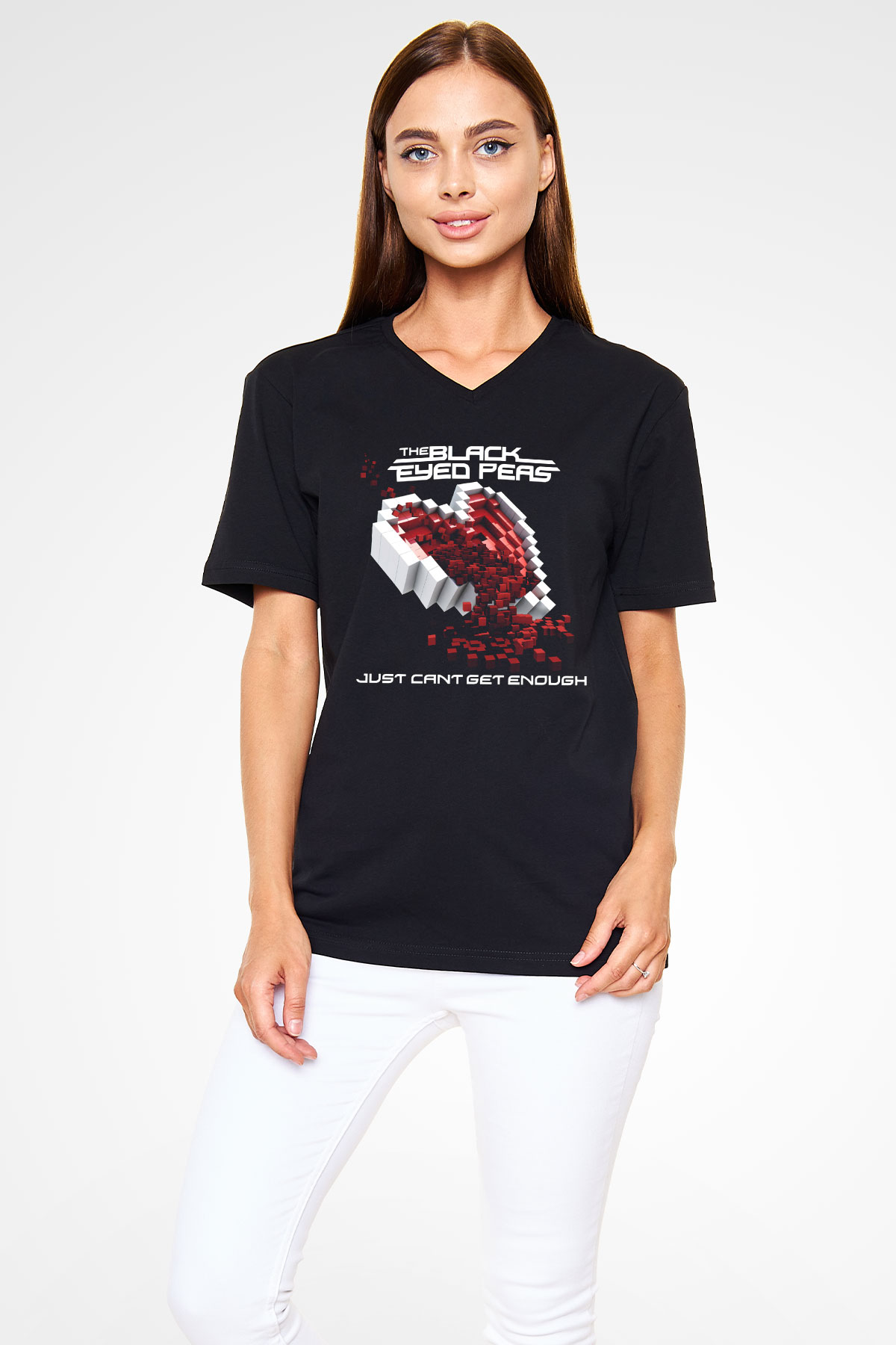 Black Eyed Peas Siyah Unisex V Yaka Tişört