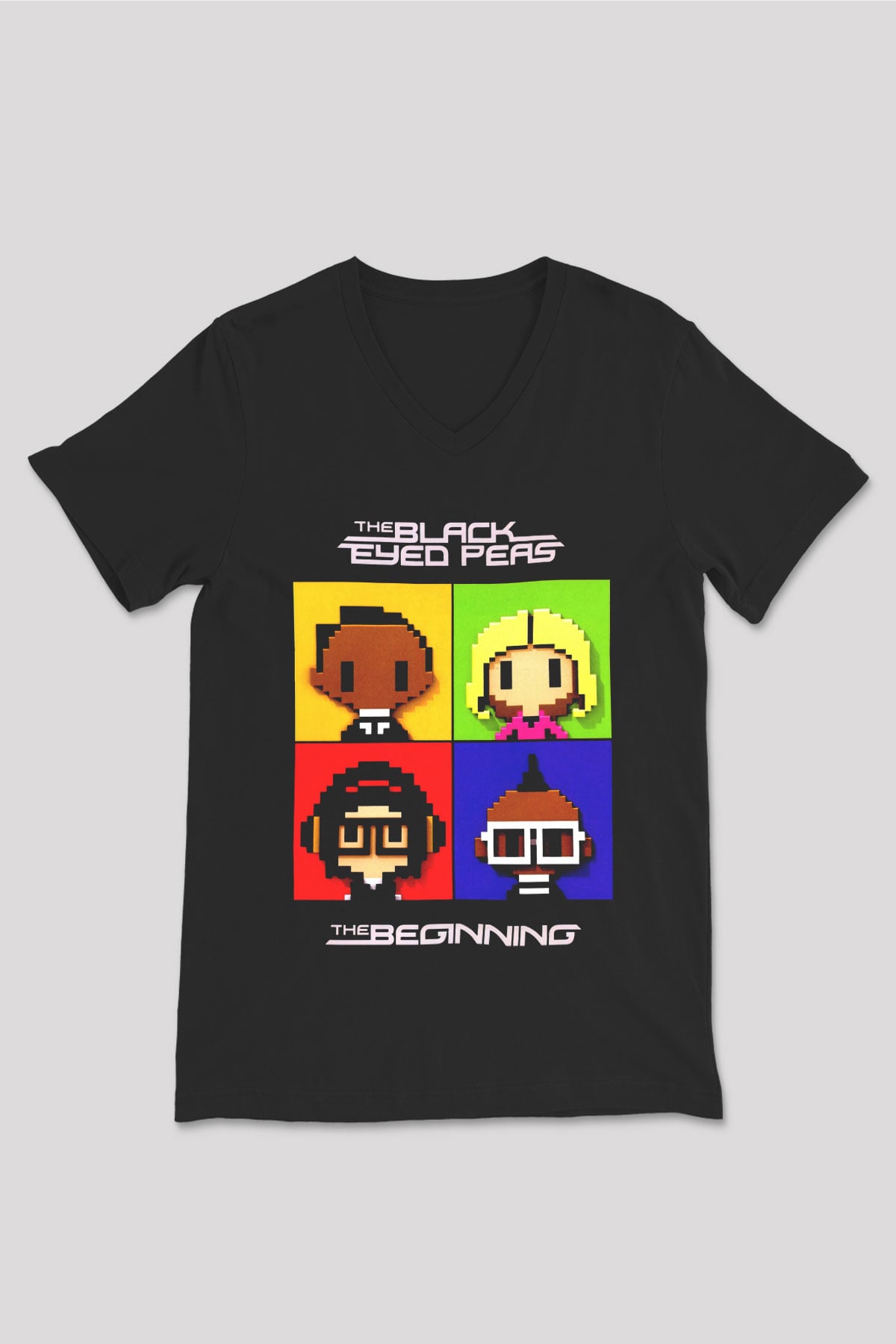 Black Eyed Peas Siyah Unisex V Yaka Tişört