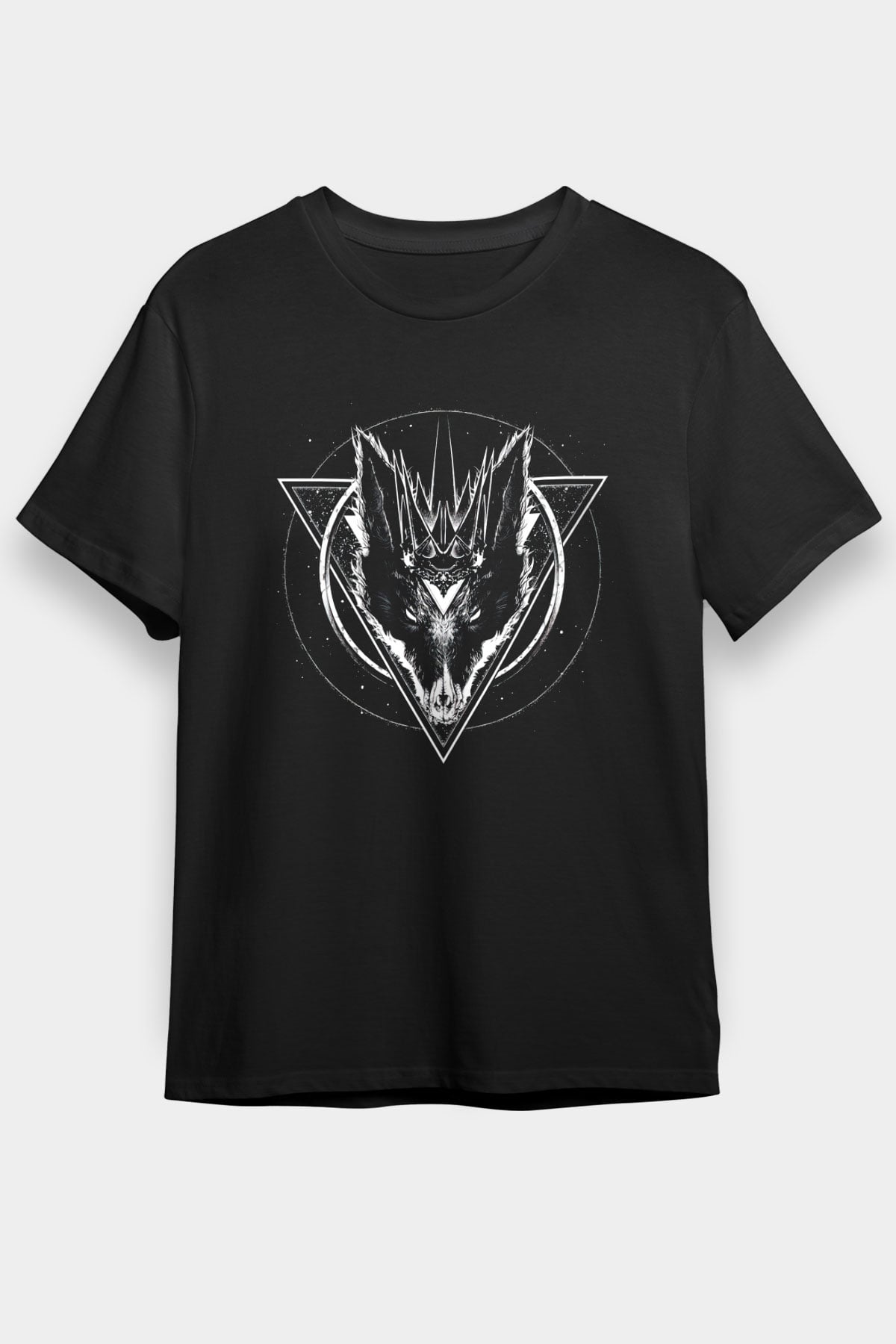 Black Jackal Baskılı Unisex Siyah Tişört - Tshirt
