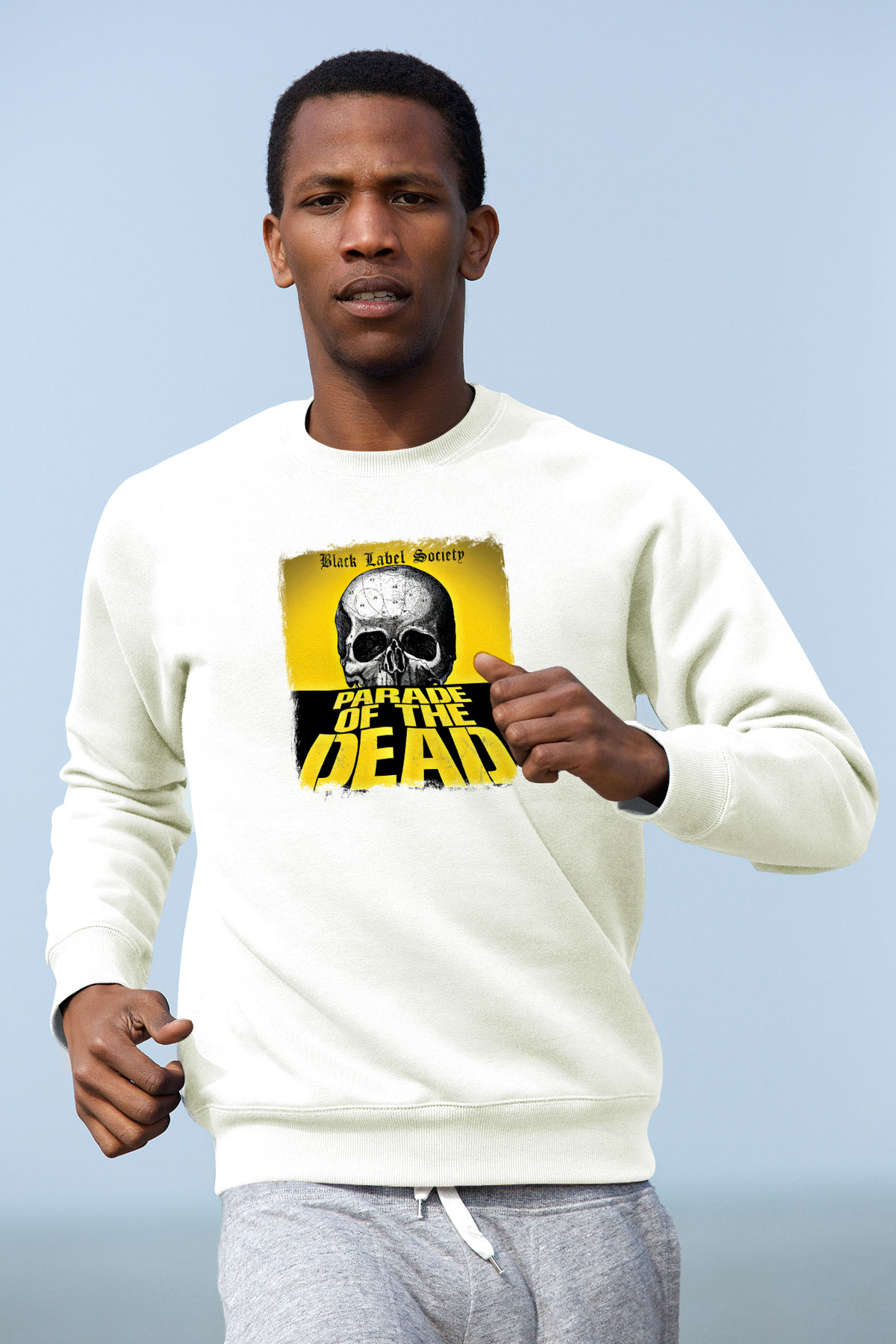Black Label Society Baskılı Unisex Beyaz Sweatshirt