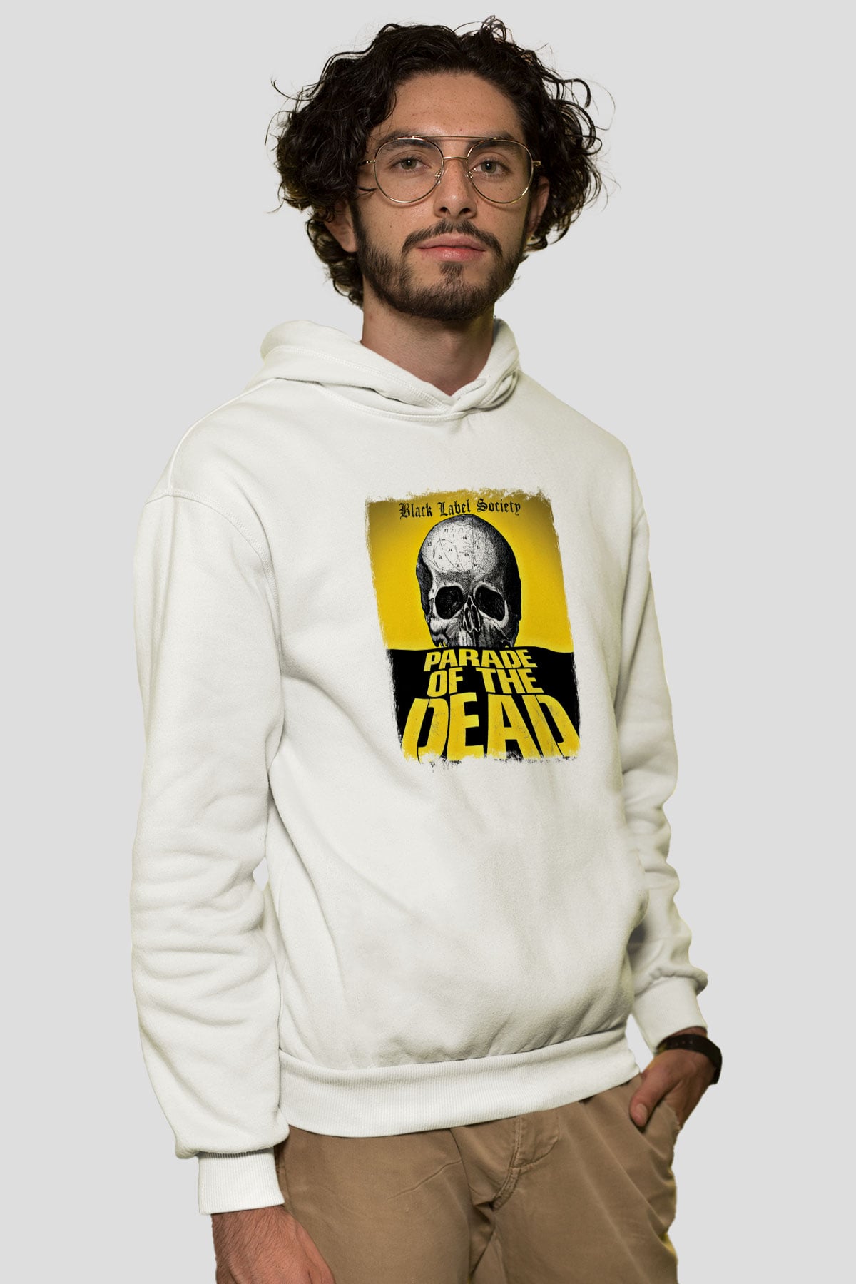Black Label Society Baskılı Unisex Beyaz Hoodie